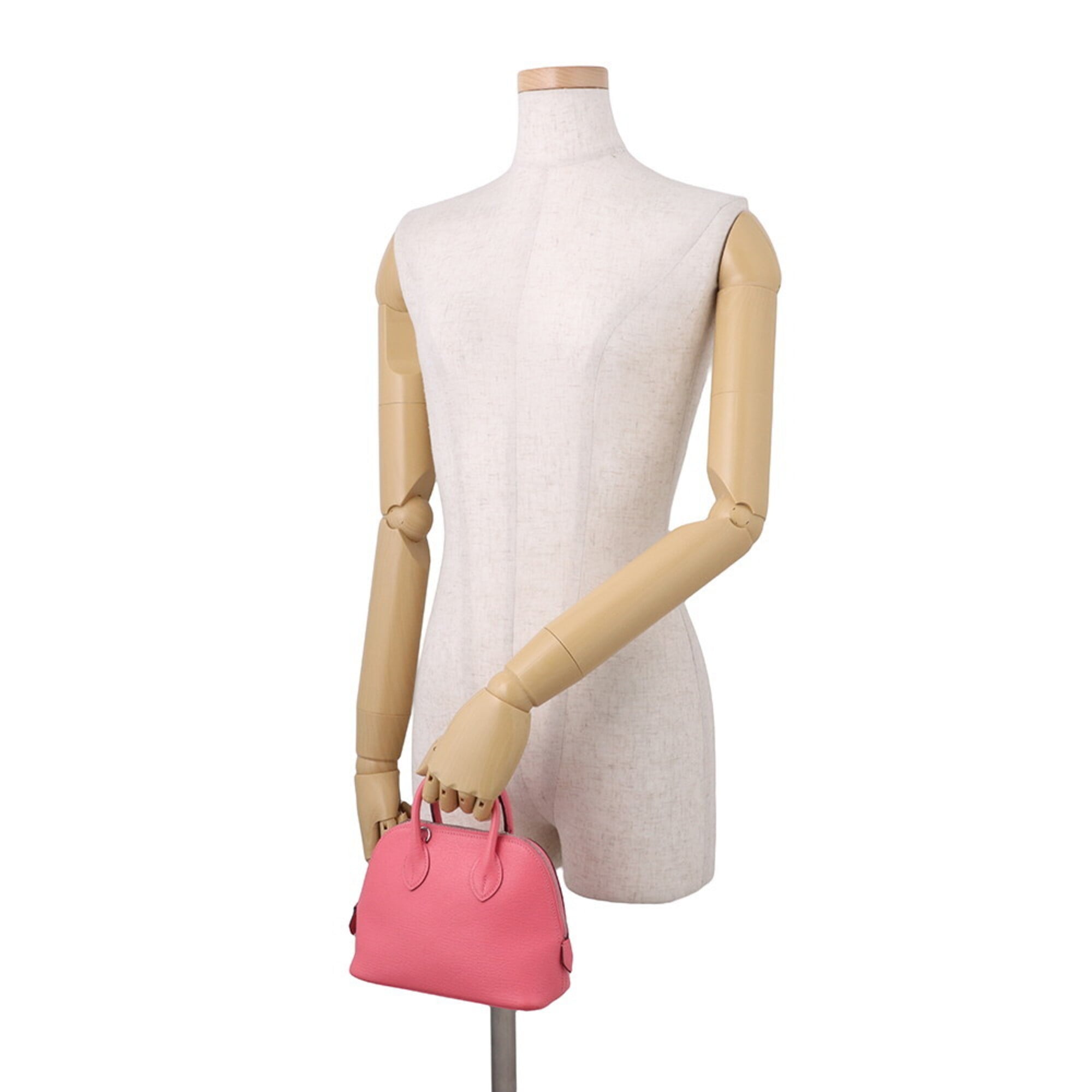 Hermes Bolide Rose Azalee Chevre Myzore Leather Handbag (Pre-Owned)