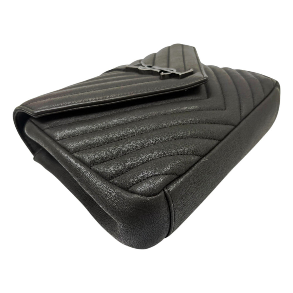 Saint Laurent Dark Gray Leather Shoulder Bag (Pre-Owned)