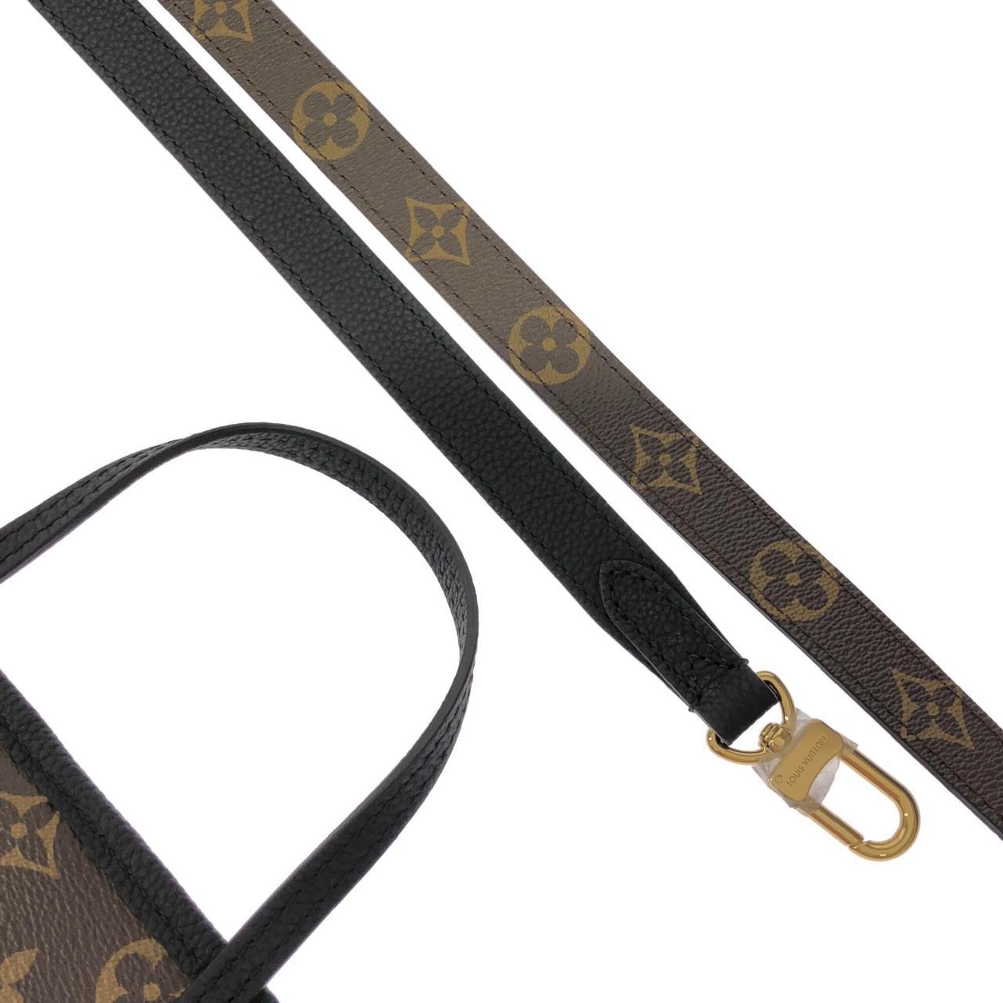 Louis Vuitton Black Marron Coated Canvas Leather Handbag Pouch (Pre-Owned)
