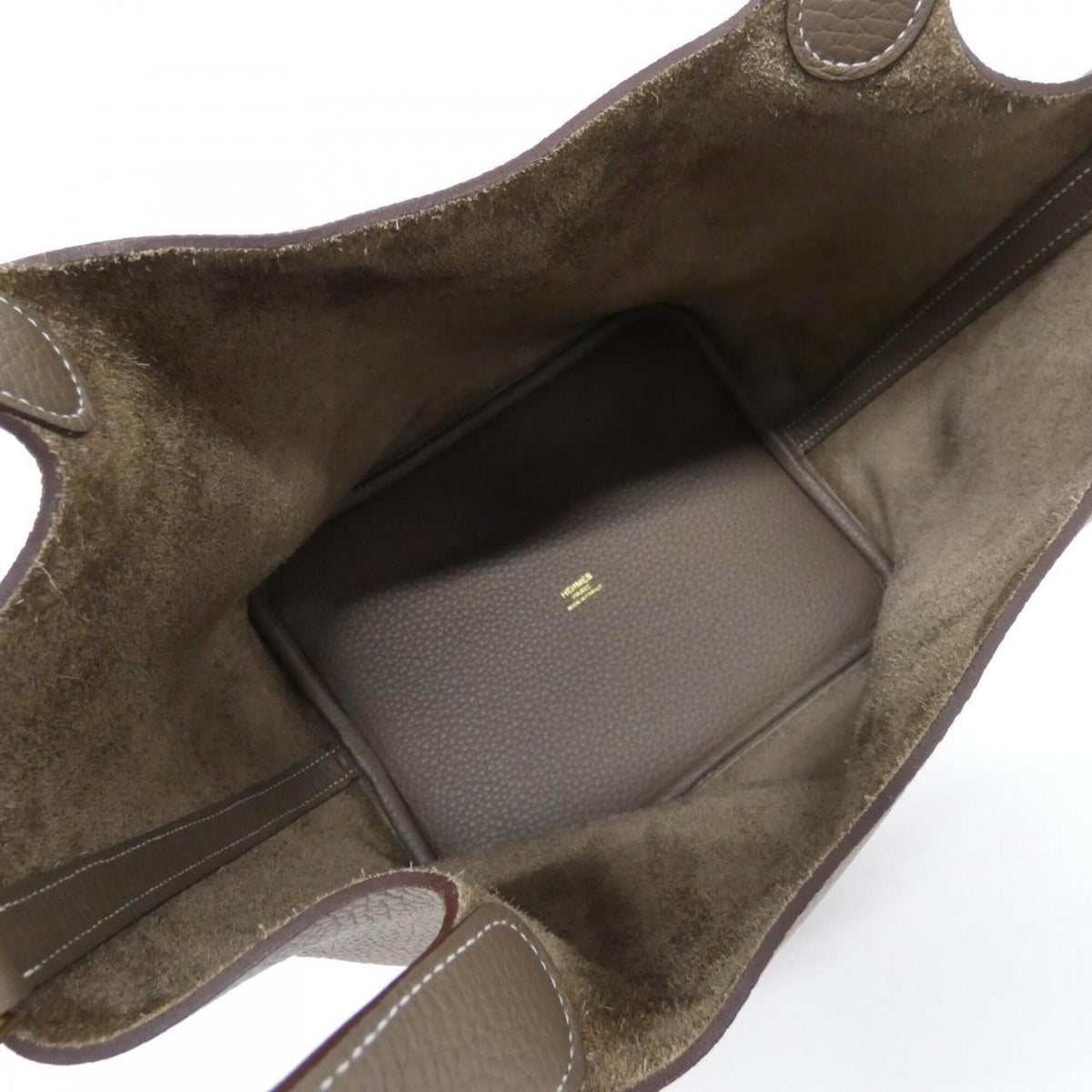 Hermes Etoupe Gray Taurillon Clemence Leather Handbag (Pre-Owned)