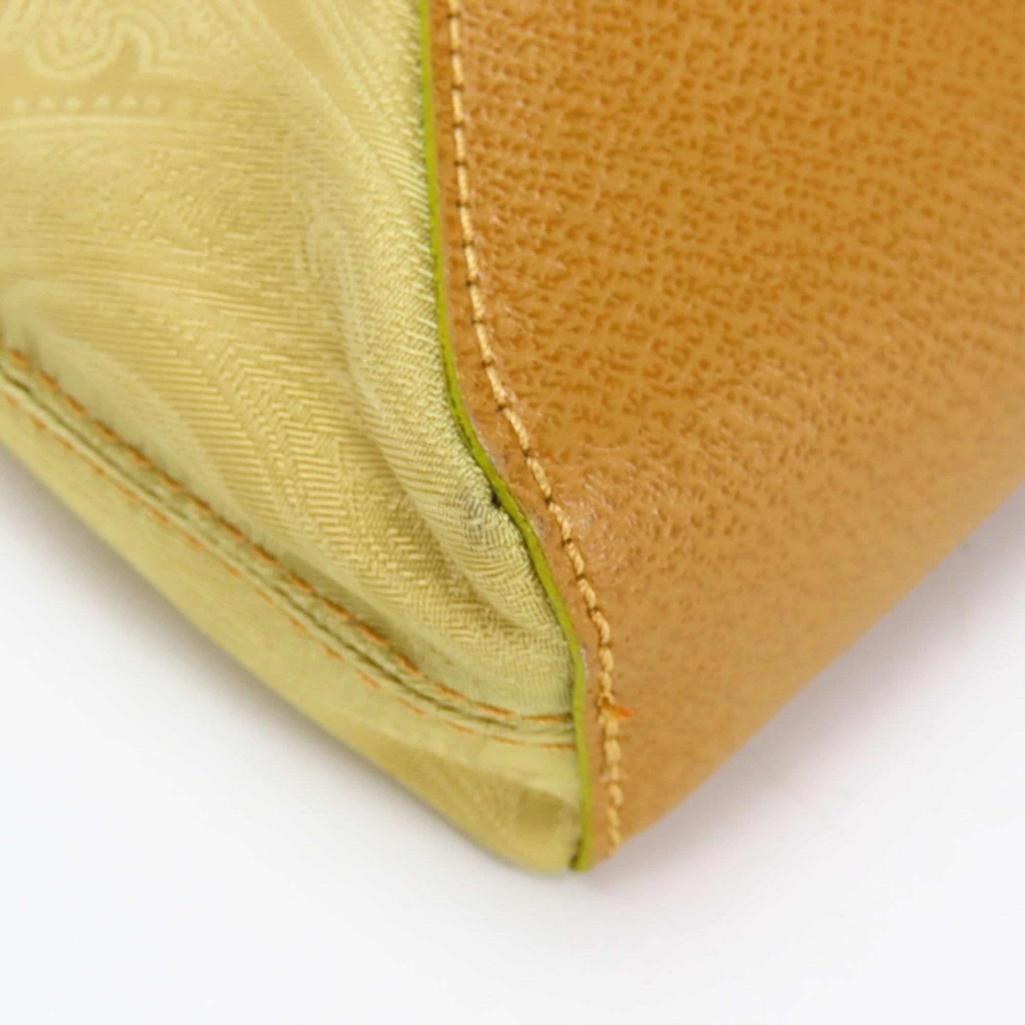 Etro Beige Brown Yellow Nylon Leather Shoulder Bag (Pre-Owned)