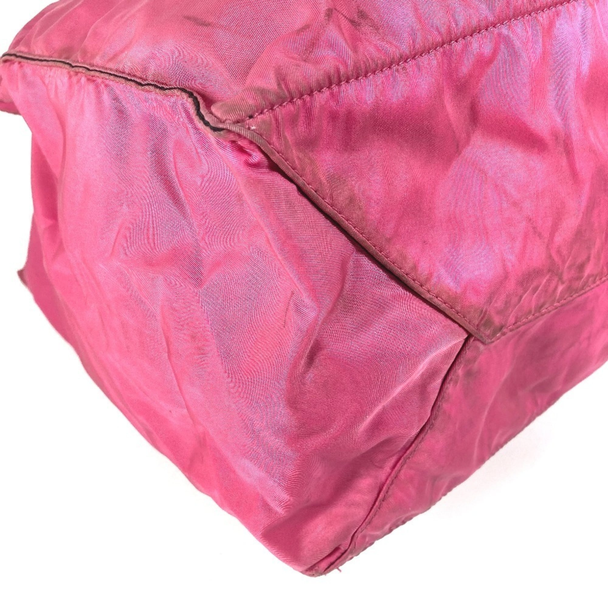 Prada Black Pink Nylon Leather Handbag Shoulder Bag Tote Bag (Pre-Owned)