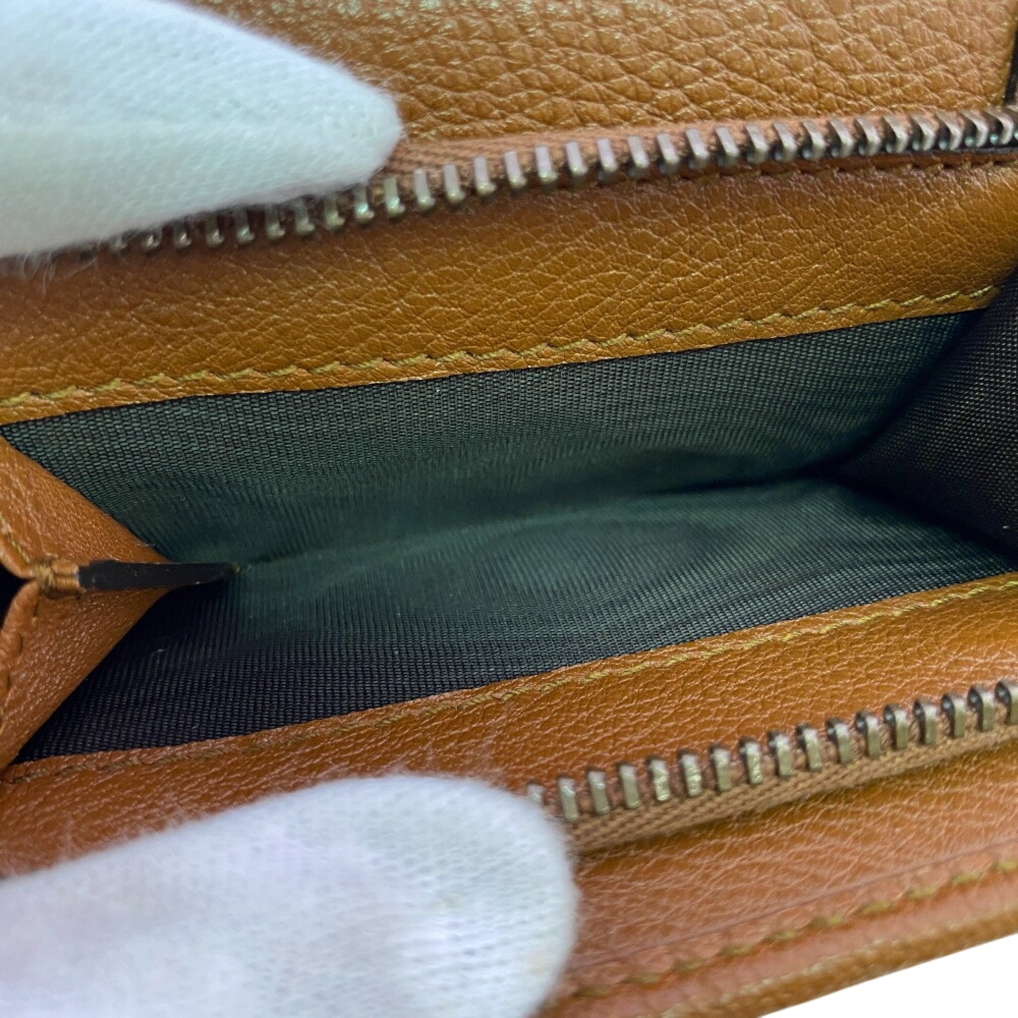 Gucci Bamboo Brown Leather Wallet (Tri-Fold) (Pre-Owned)