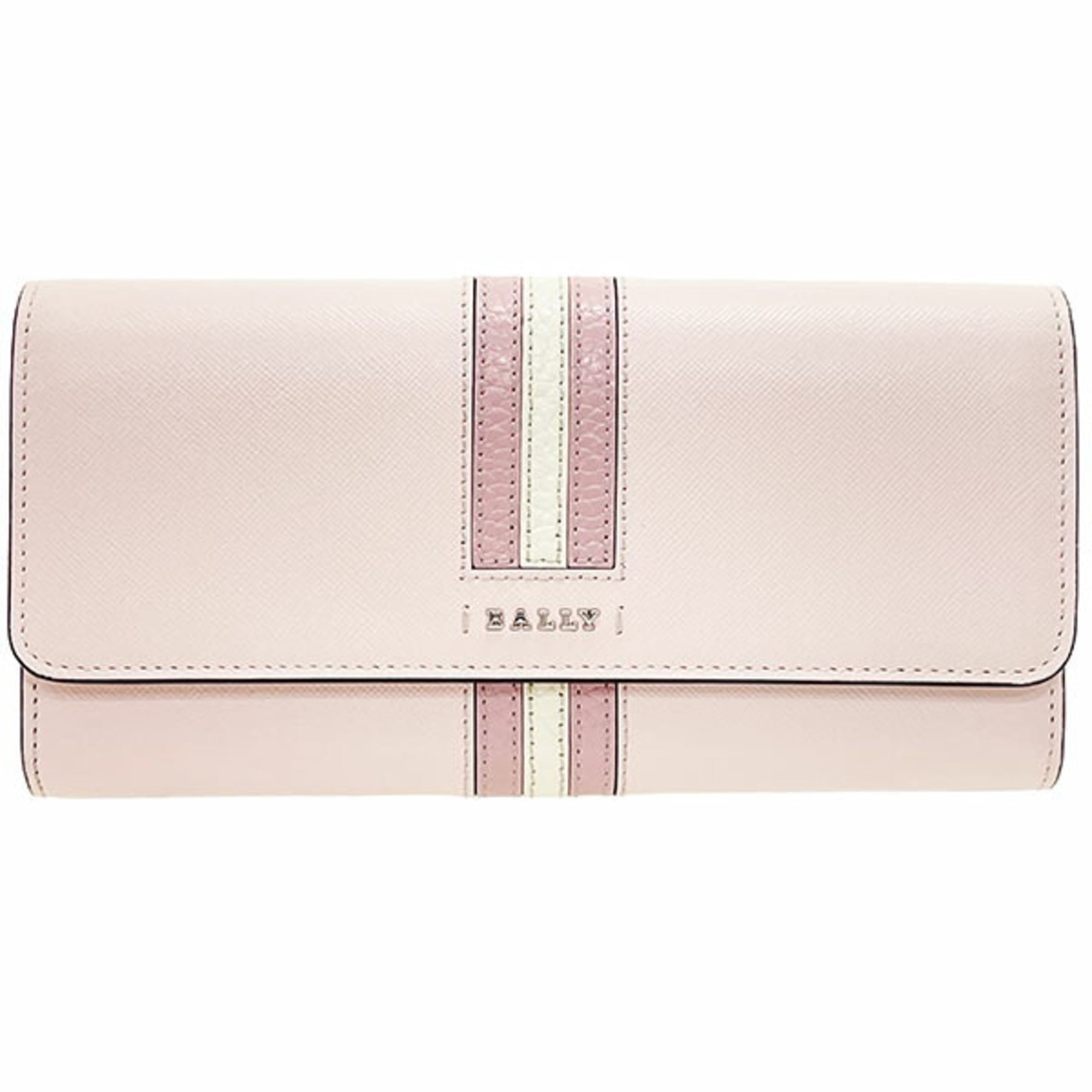 Bally Pink White Leather Long Wallet (Bi-Fold) (Pre-Owned)