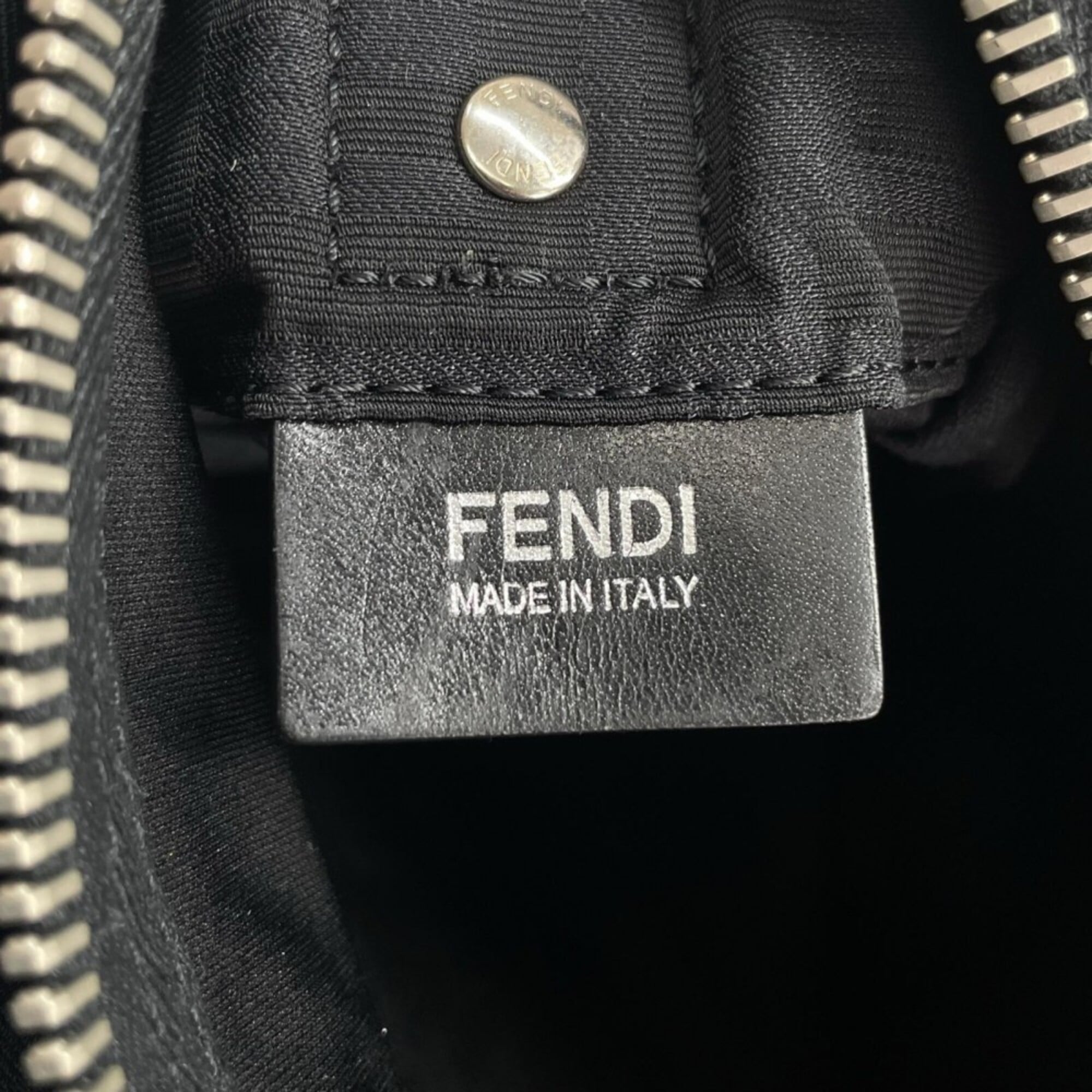 Fendi Black White Nylon Shoulder Bag (Pre-Owned)