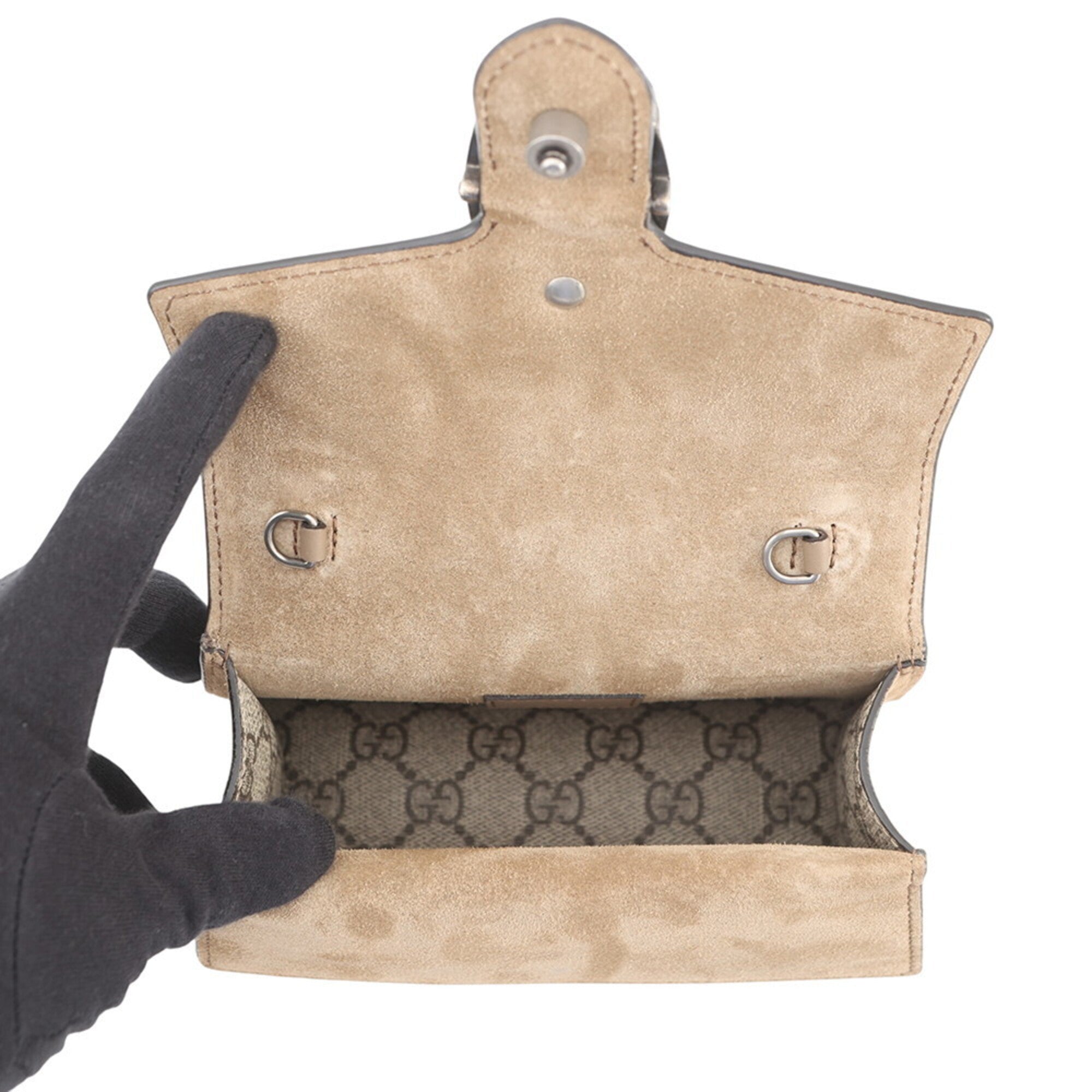 Gucci Beige Gg Supreme Suede Handbag Shoulder Bag (Pre-Owned)