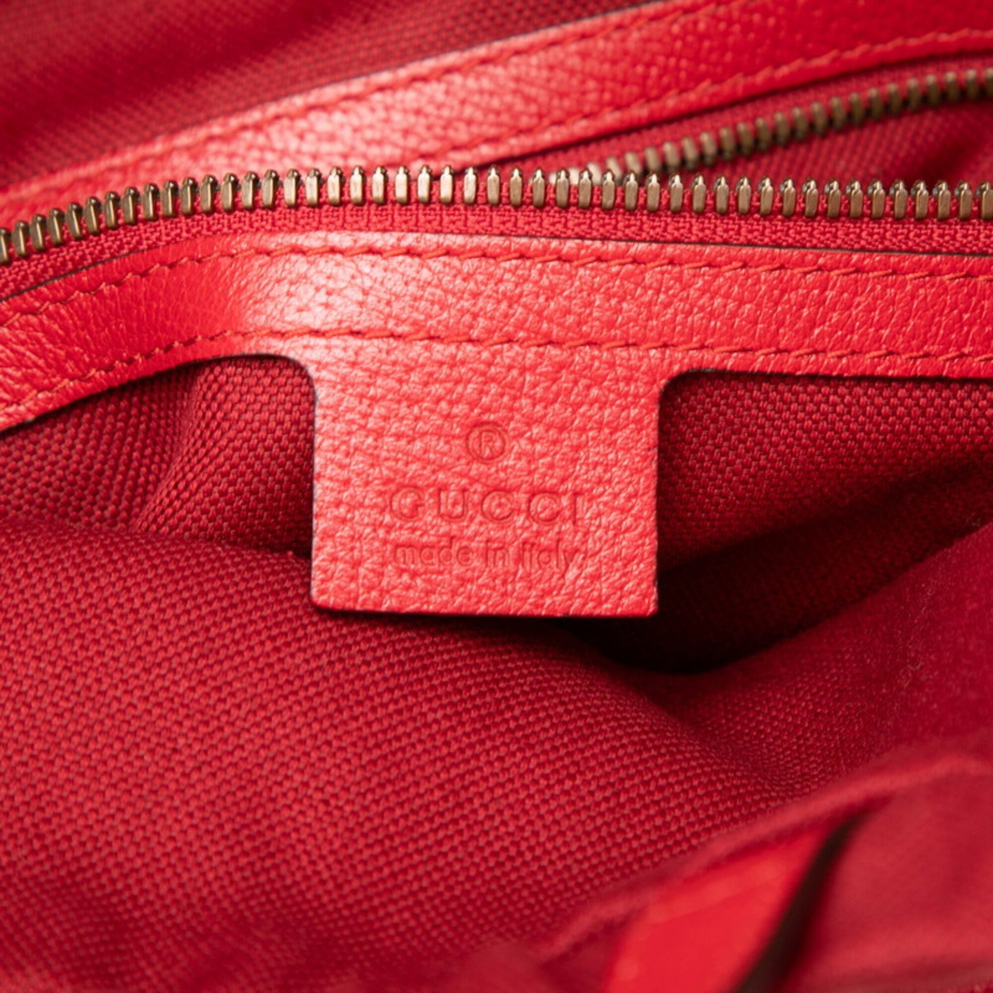 Gucci Sherry Line Red Color White Canvas Backpack (Pre-Owned)