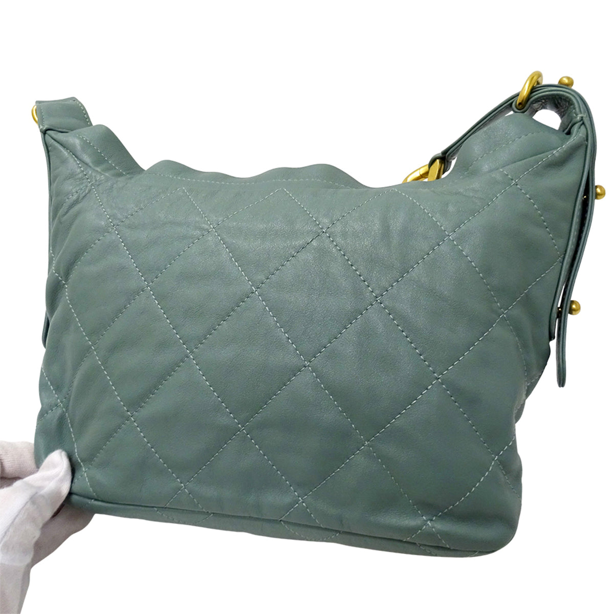 Chanel Green Leather Handbag Shoulder Bag (Pre-Owned)