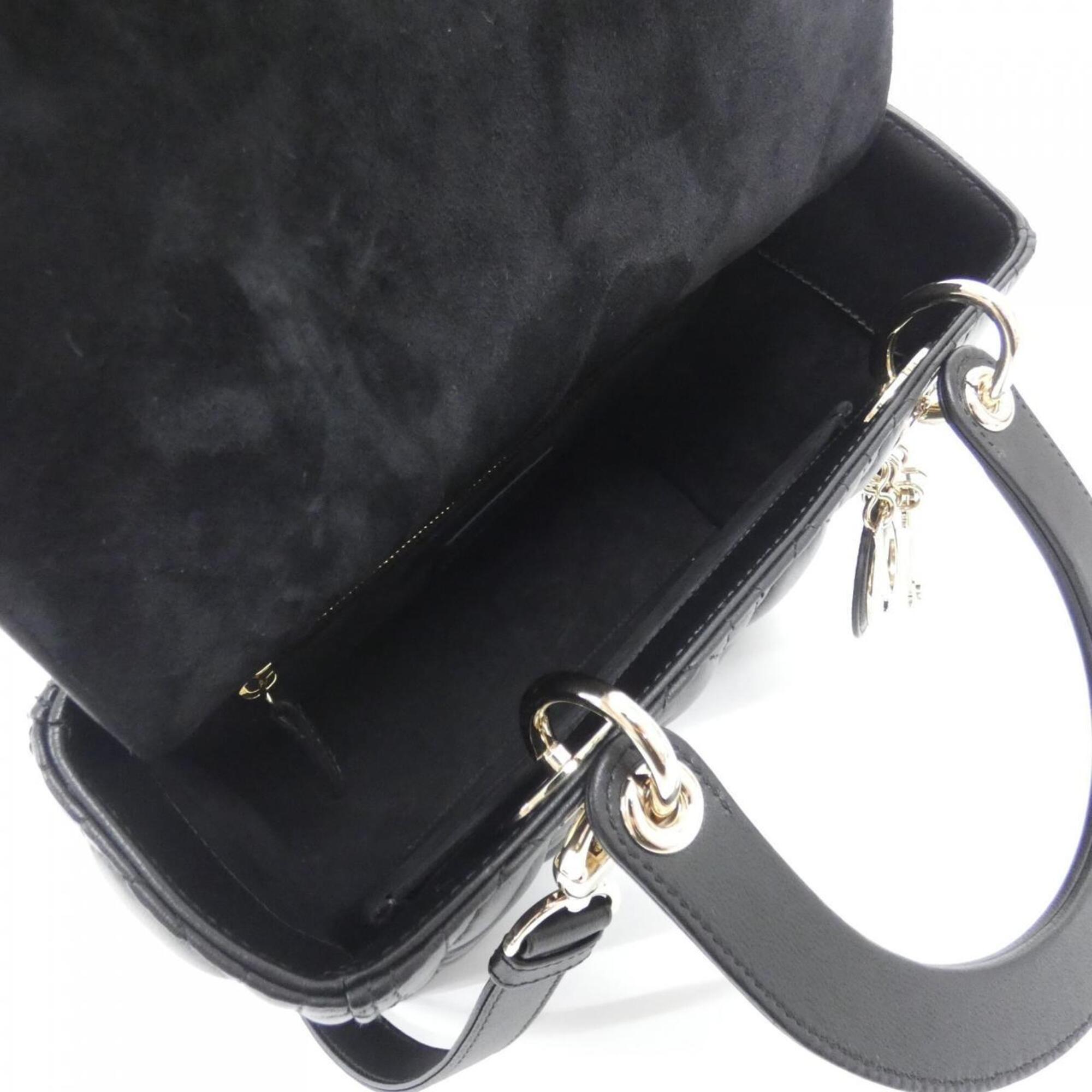 Christian Dior Lady Dior Black Leather Handbag (Pre-Owned)