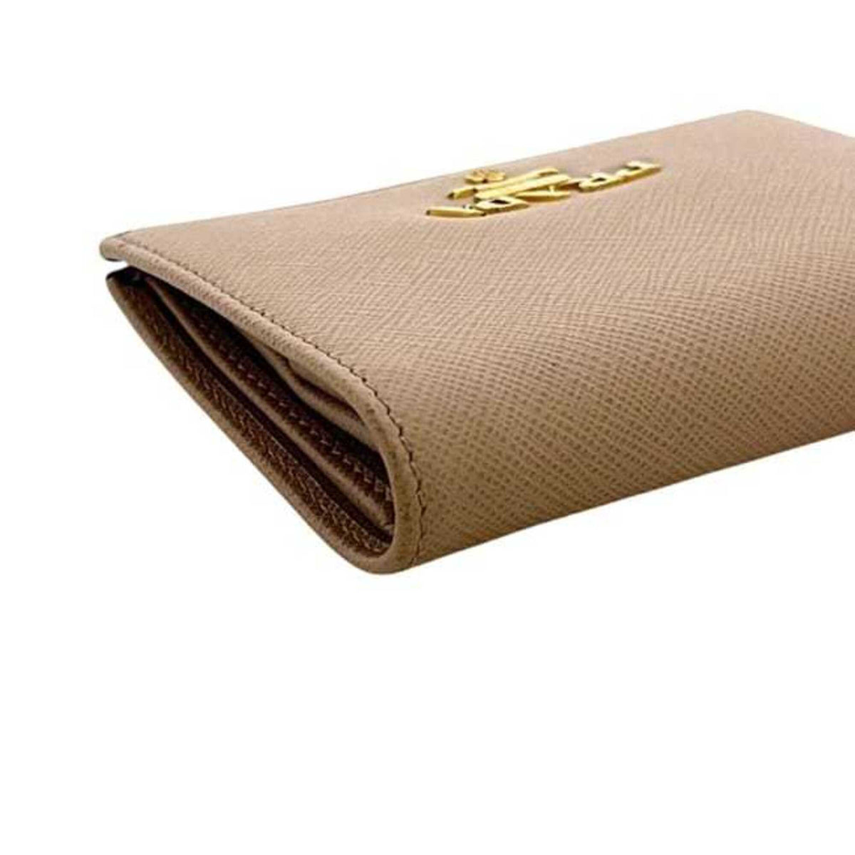 Prada Saffiano Beige Leather Wallet (Bi-Fold) (Pre-Owned)