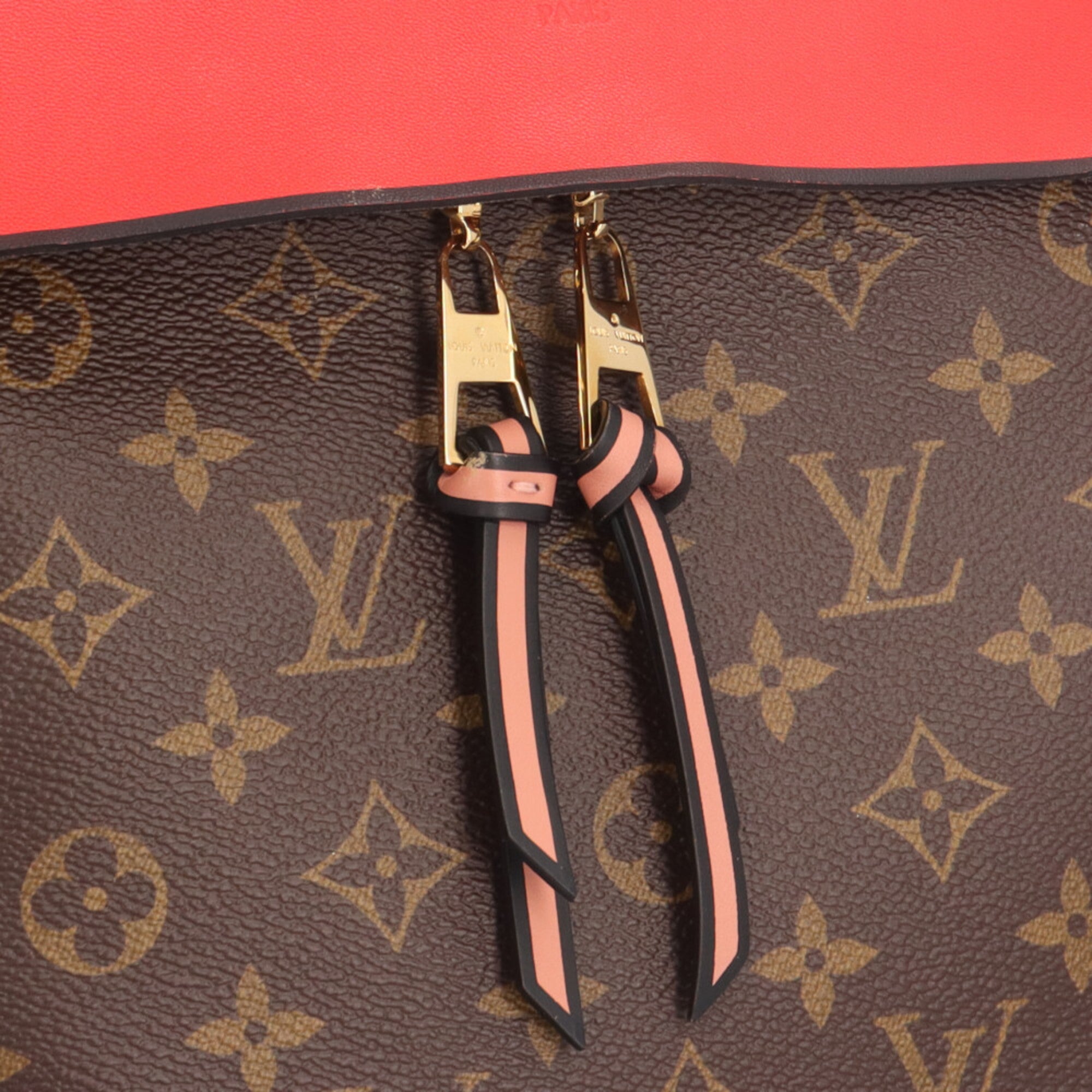 Louis Vuitton Brown Red Color Monogram Canvas Shoulder Bag (Pre-Owned)