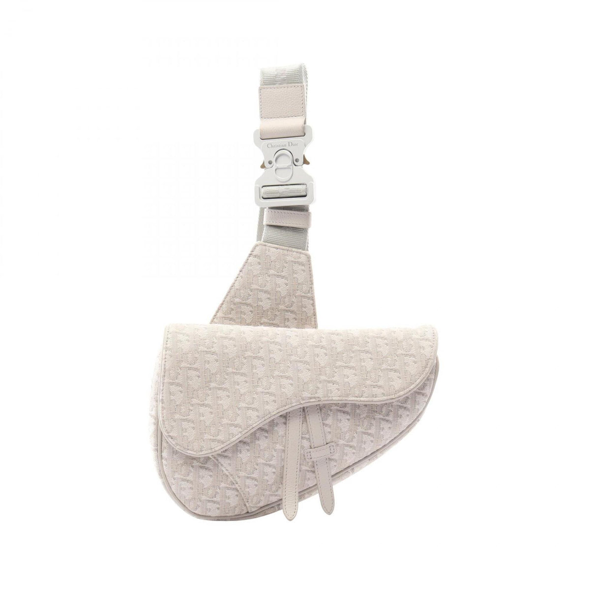 Christian Dior White Canvas Fanny Pack Handbag Saddle Bag (Pre-Owned)
