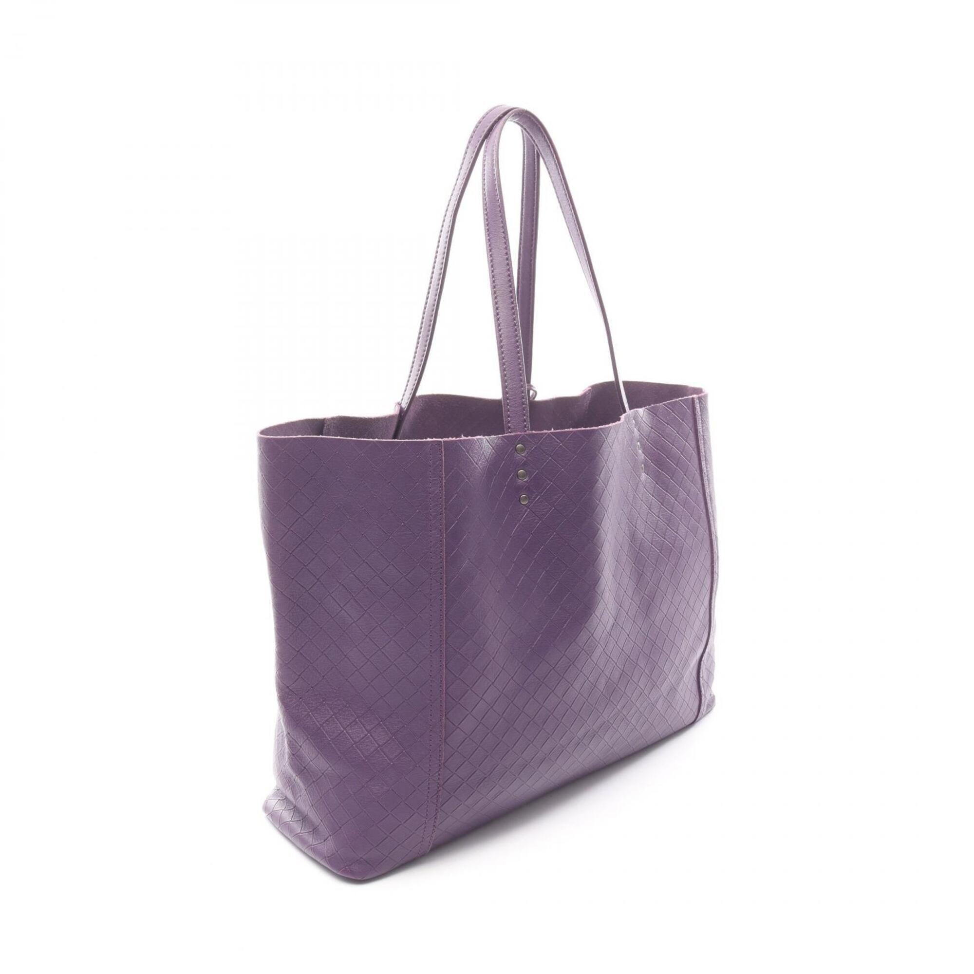 Bottega Veneta Purple Leather Handbag Tote Bag (Pre-Owned)