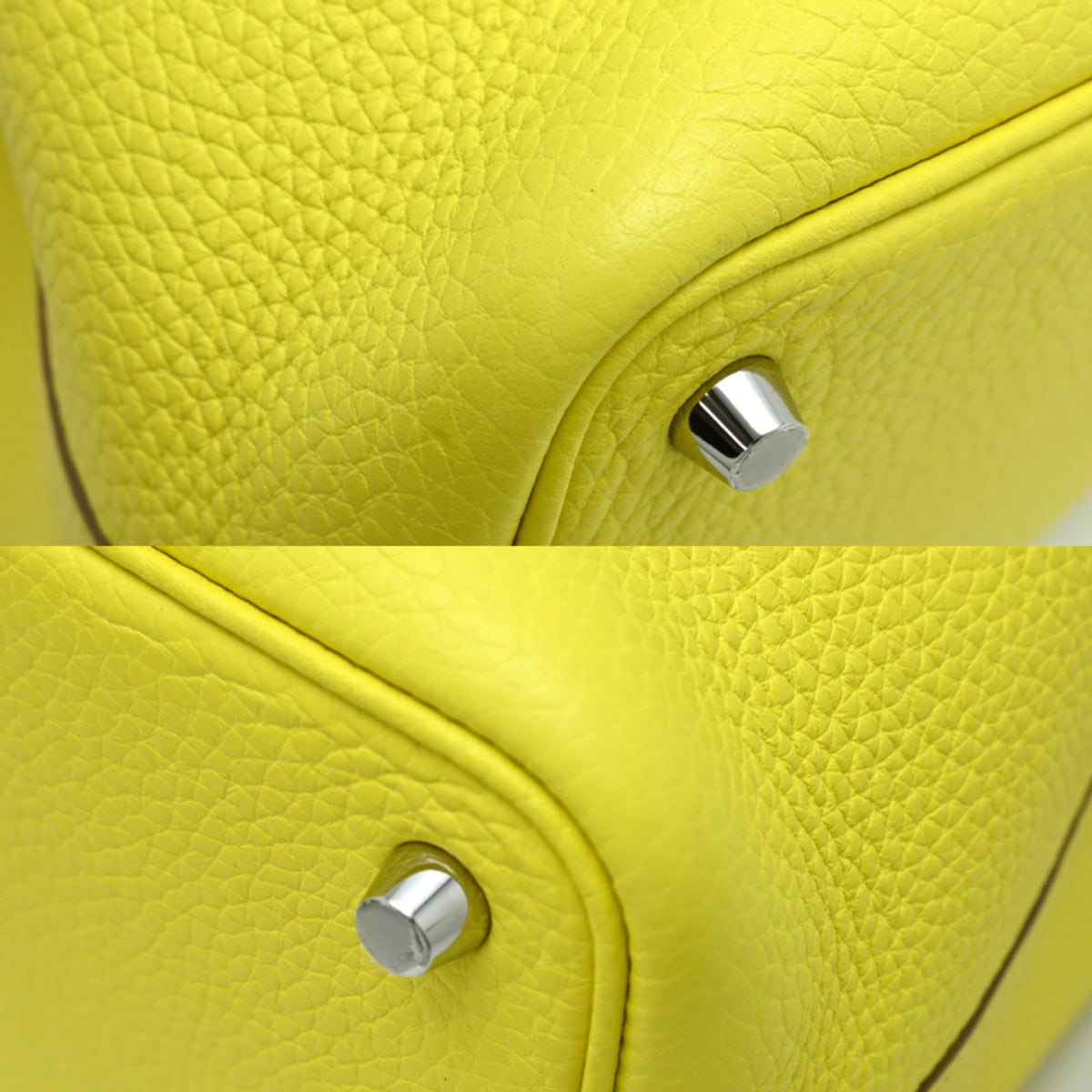 Hermes Lime Yellow Taurillon Clemence Leather Handbag (Pre-Owned)
