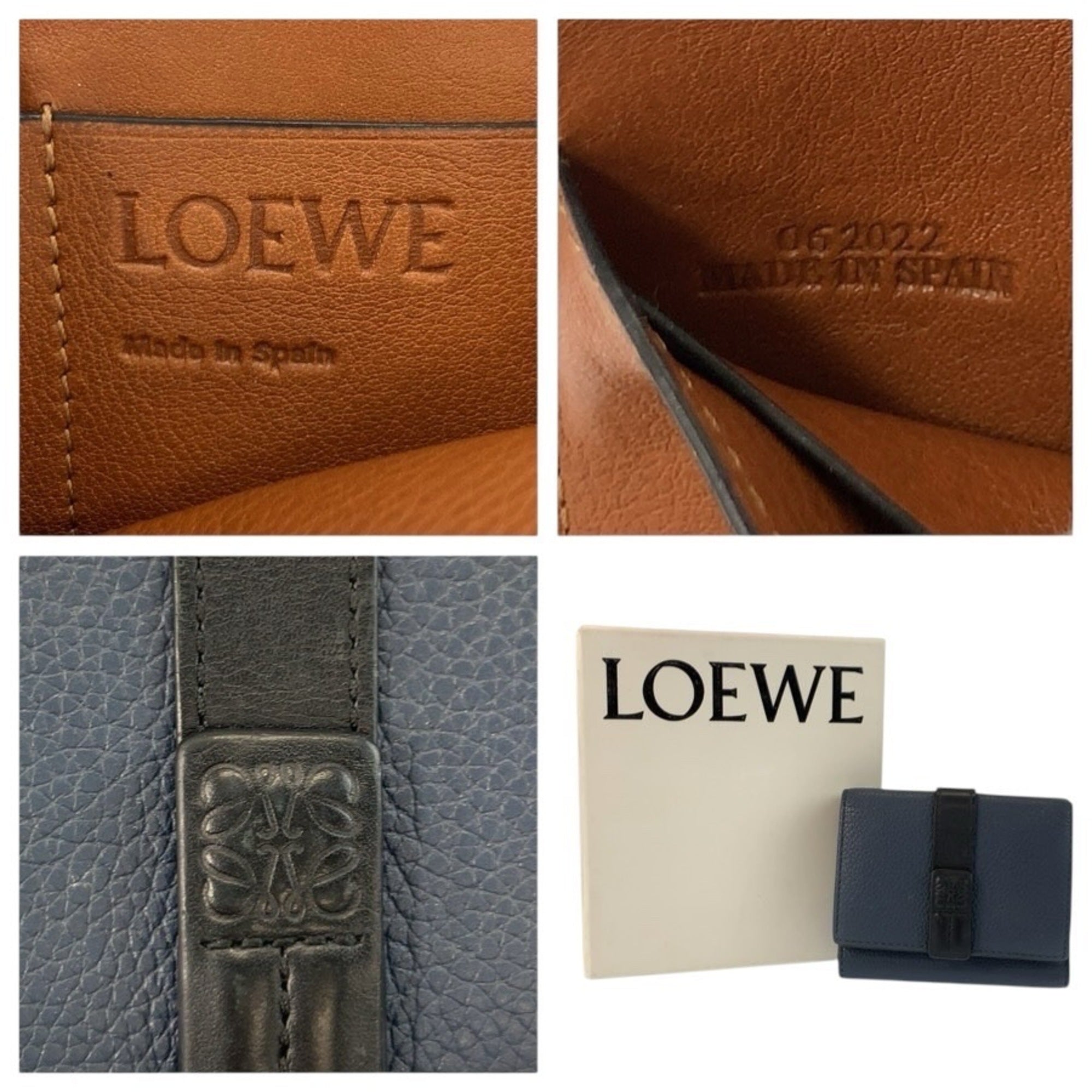 Loewe Black Brown Navy Leather Wallet (Tri-Fold) (Pre-Owned)