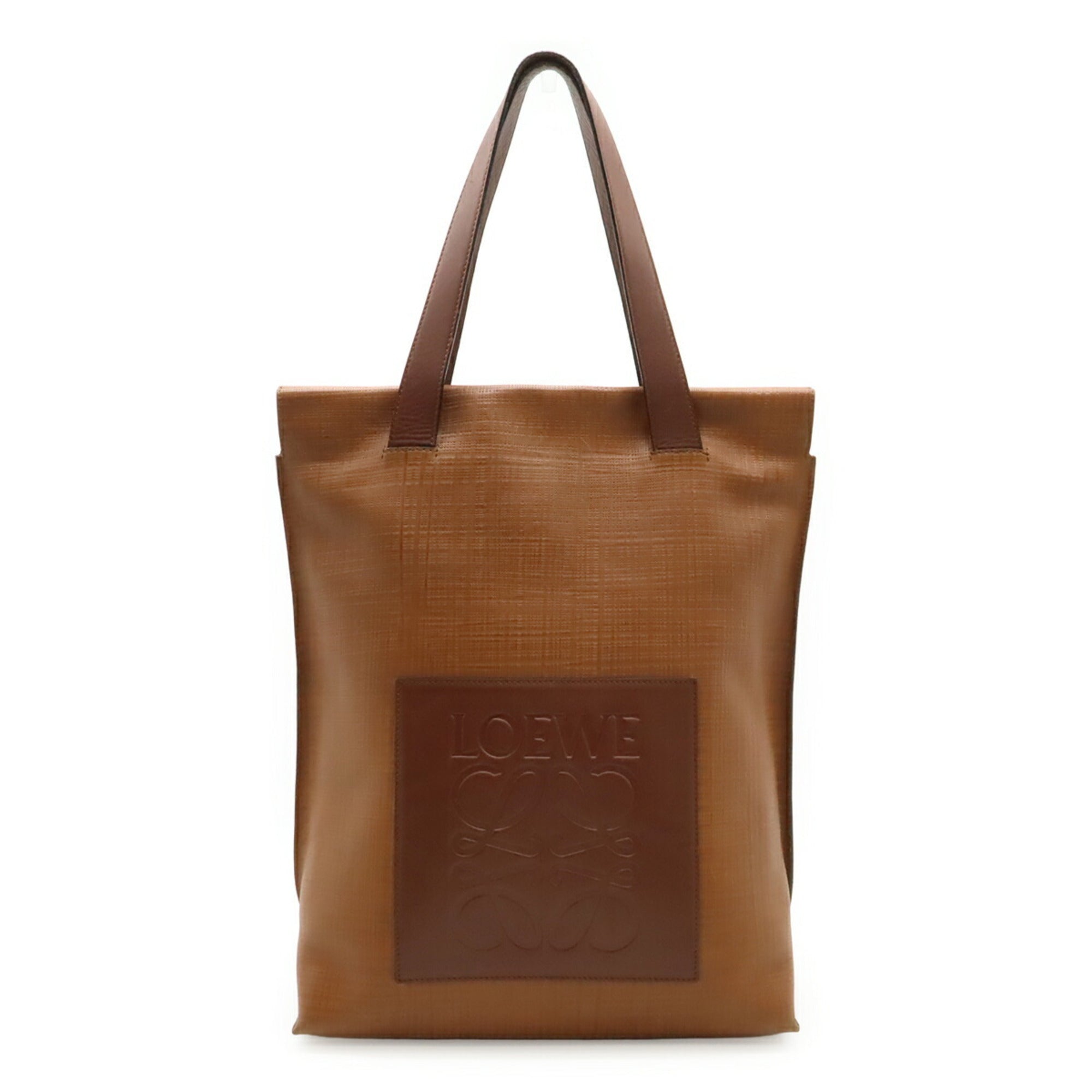 Loewe Linen Brown Leather Shoulder Bag Tote Bag (Pre-Owned)