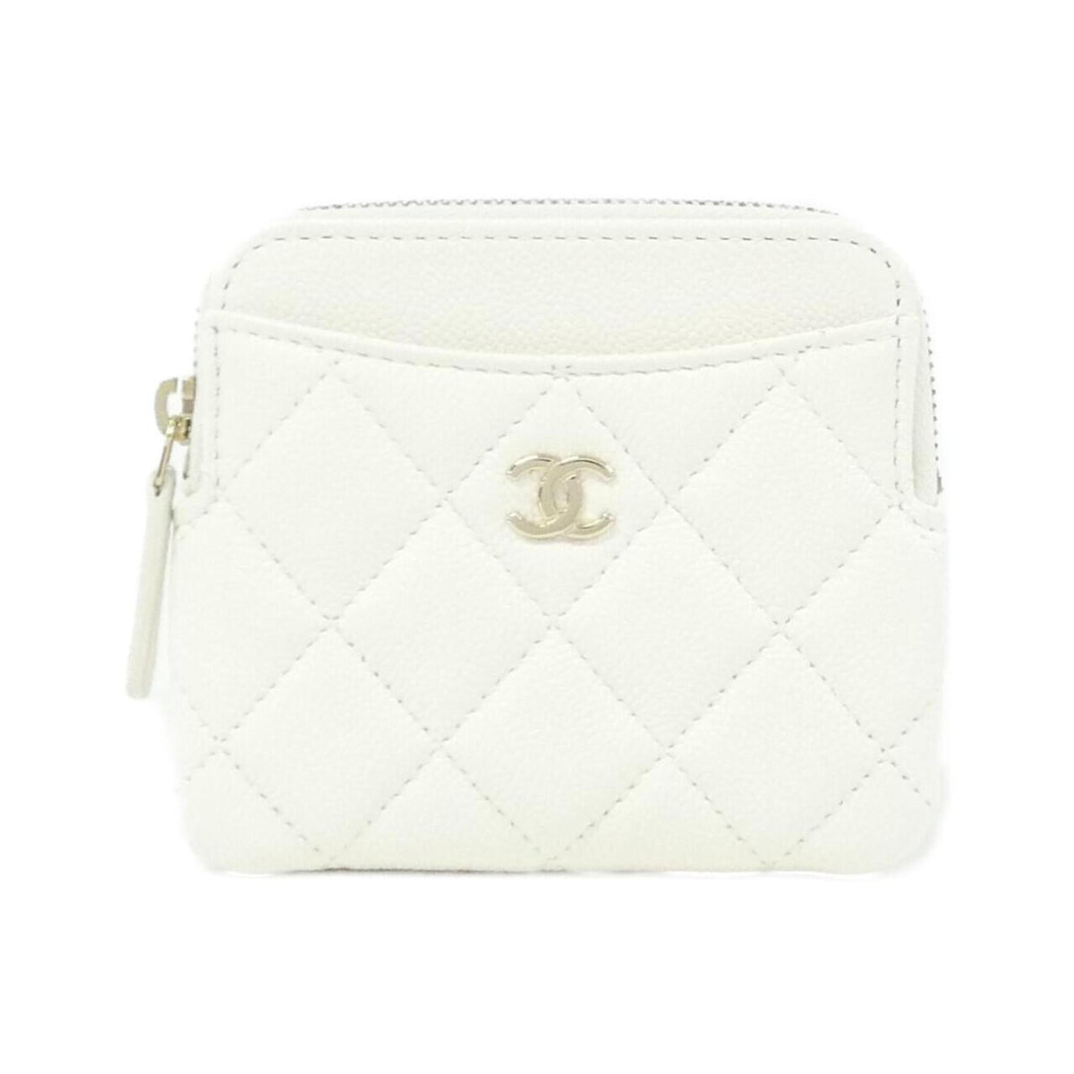 Chanel White Grained Calfskin Coin Purse/Coin Case (Pre-Owned)
