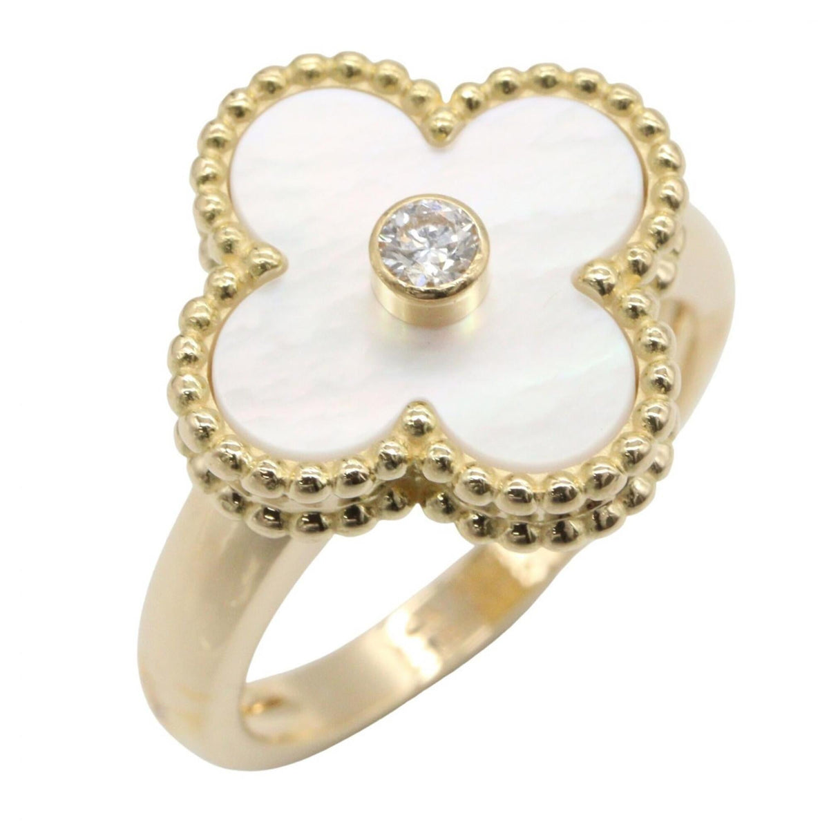 Van Cleef & Arpels Gold Clear White Yellow Gold (18K) Band Ring (Pre-Owned)