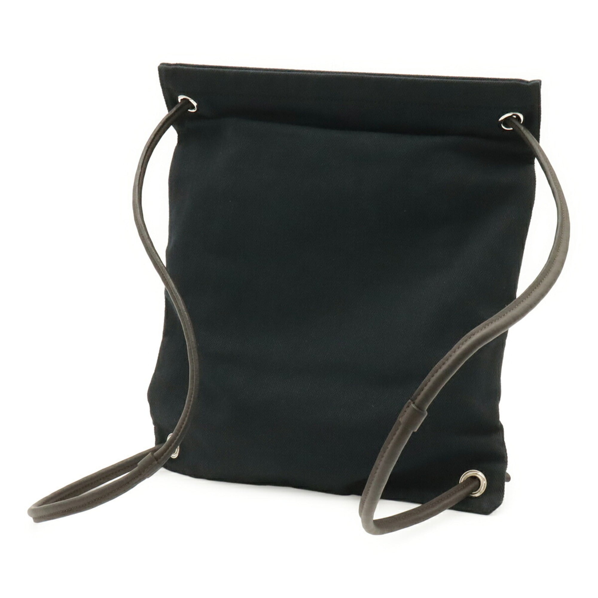 Hermes Black Brown Dark Brown Toile Chevron Backpack Shoulder Bag (Pre-Owned)