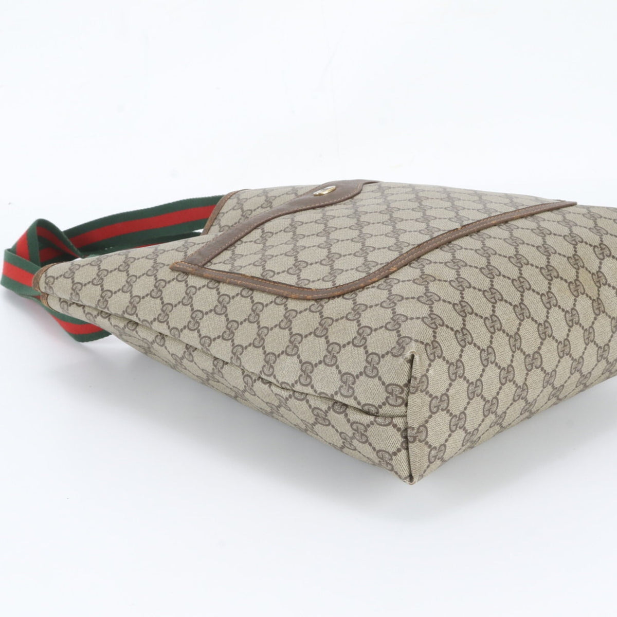 Gucci Brown Leather Coated Canvas Tote Bag (Pre-Owned)