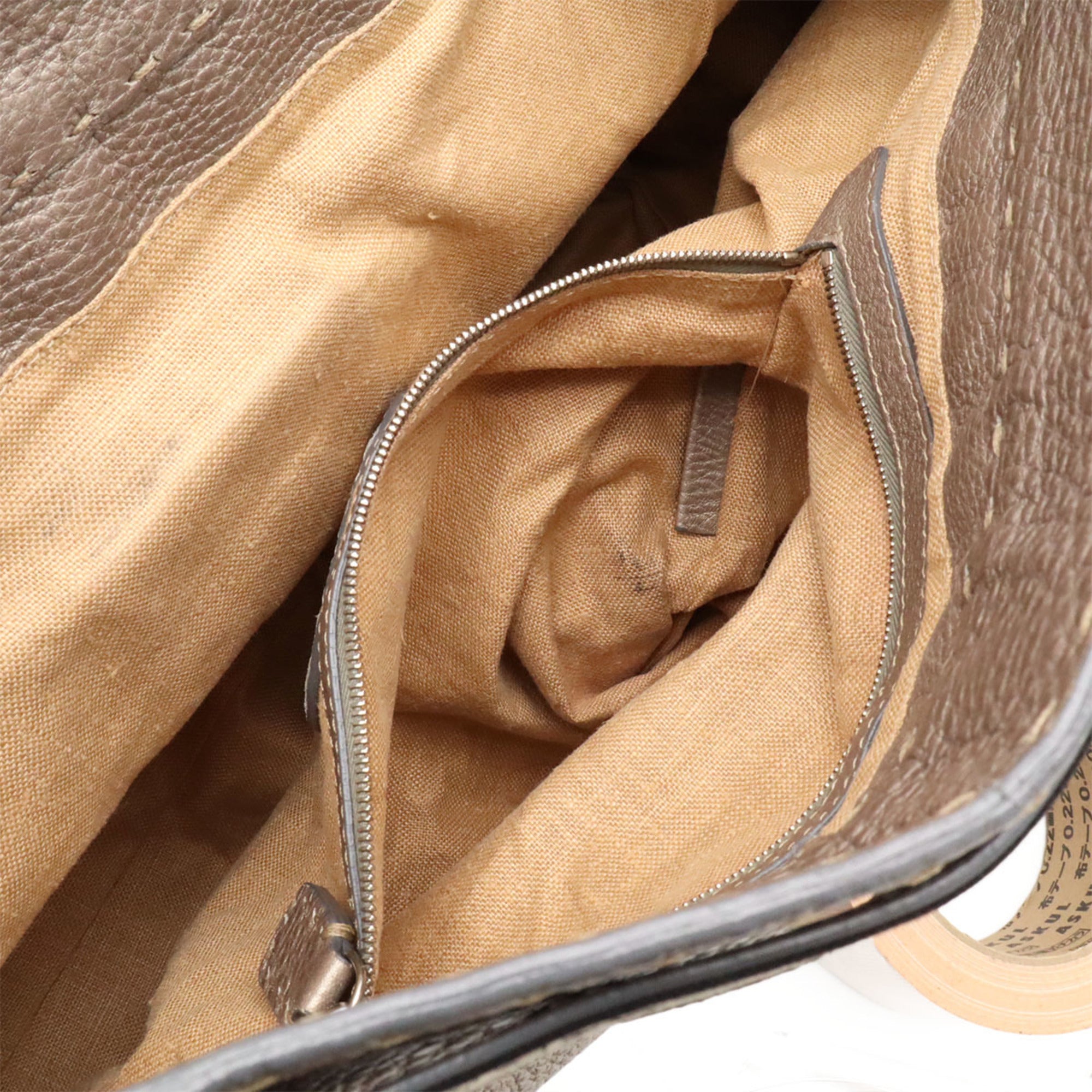 Fendi Selleria Grayish Leather Handbag (Pre-Owned)