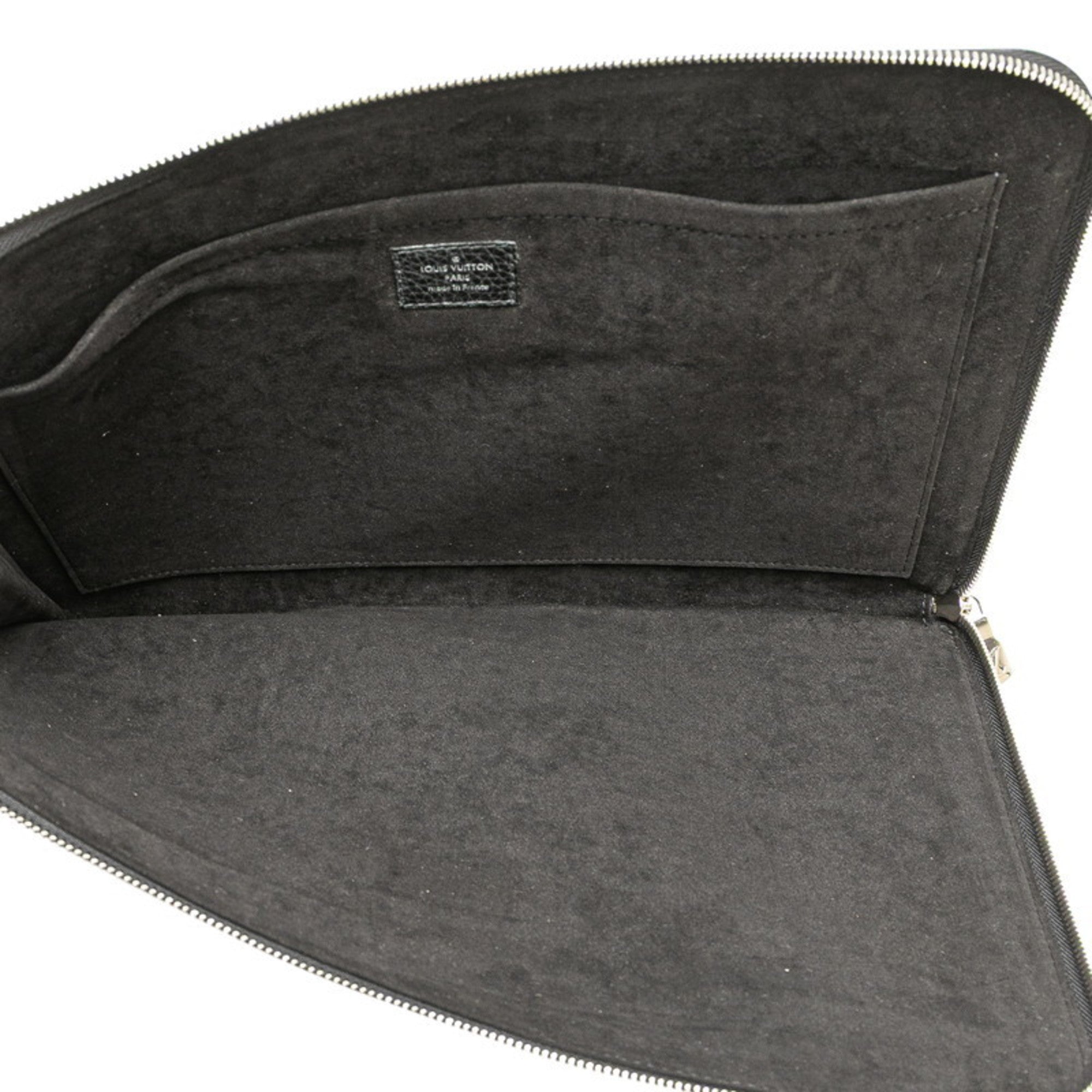 Louis Vuitton Taurillon Black Noir Leather Clutch Bag Pochette (Pre-Owned)