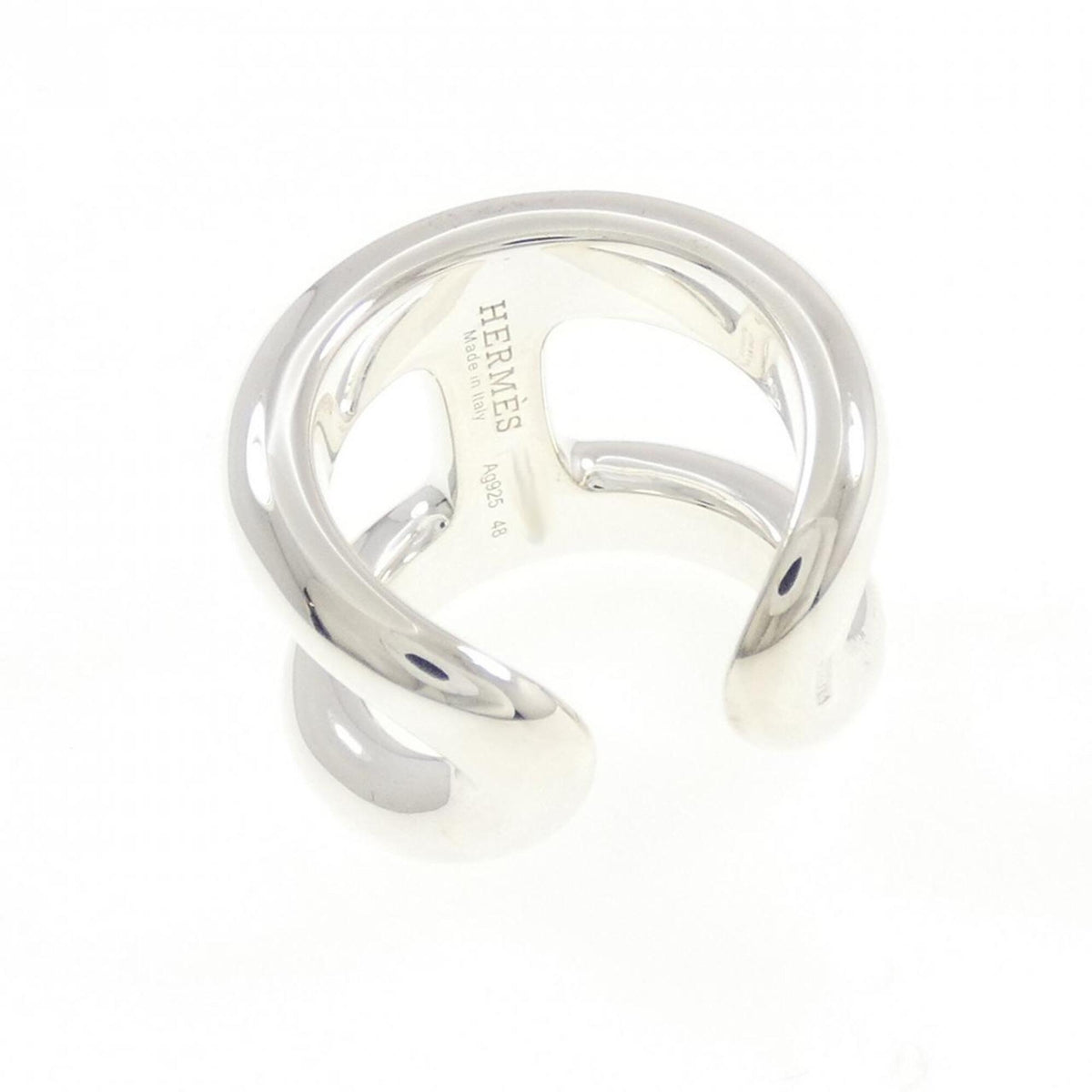 Hermes Silver 925 Band Ring (Pre-Owned)