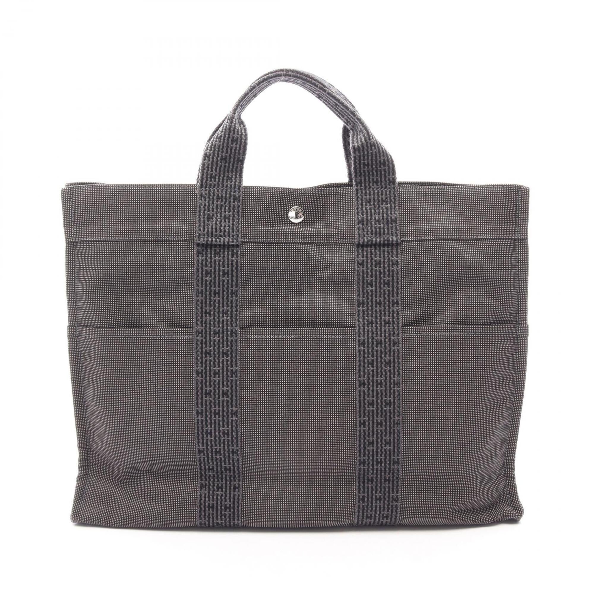 Hermes Gray Nylon Canvas Handbag Tote Bag (Pre-Owned)
