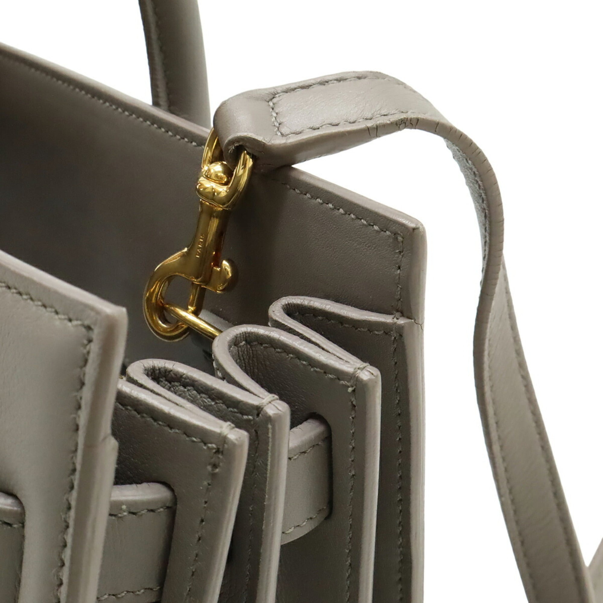 Yves Saint Laurent Gray Leather Handbag Shoulder Bag (Pre-Owned)
