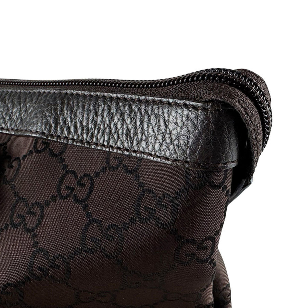Gucci Brown Nylon Canvas Leather Handbag (Pre-Owned)