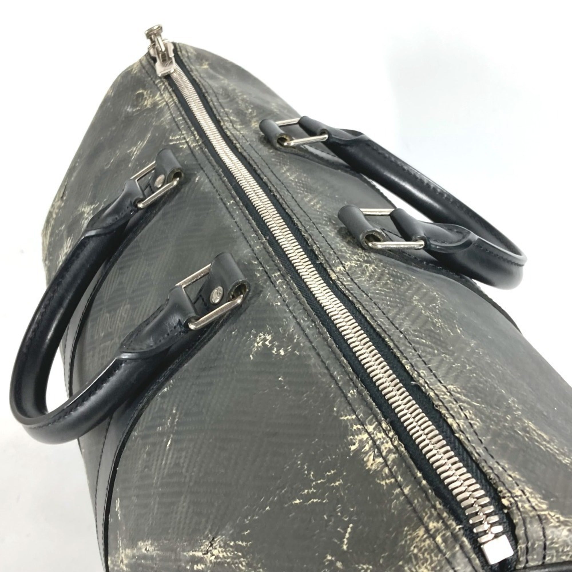 Louis Vuitton Black Noir Canvas Damier Canvas Boston Bag (Pre-Owned)