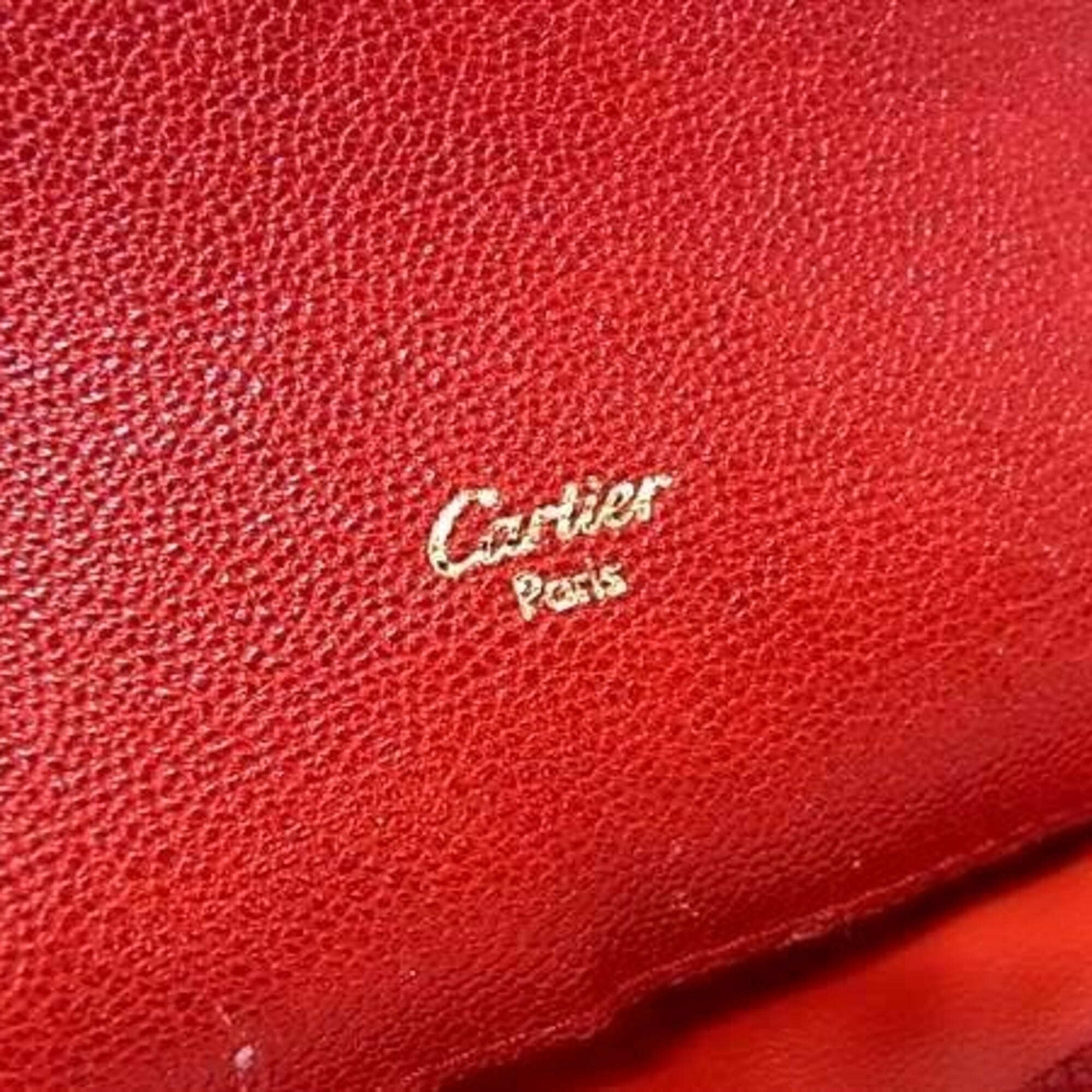 Cartier Red Color Leather Long Wallet (Bi-Fold) (Pre-Owned)