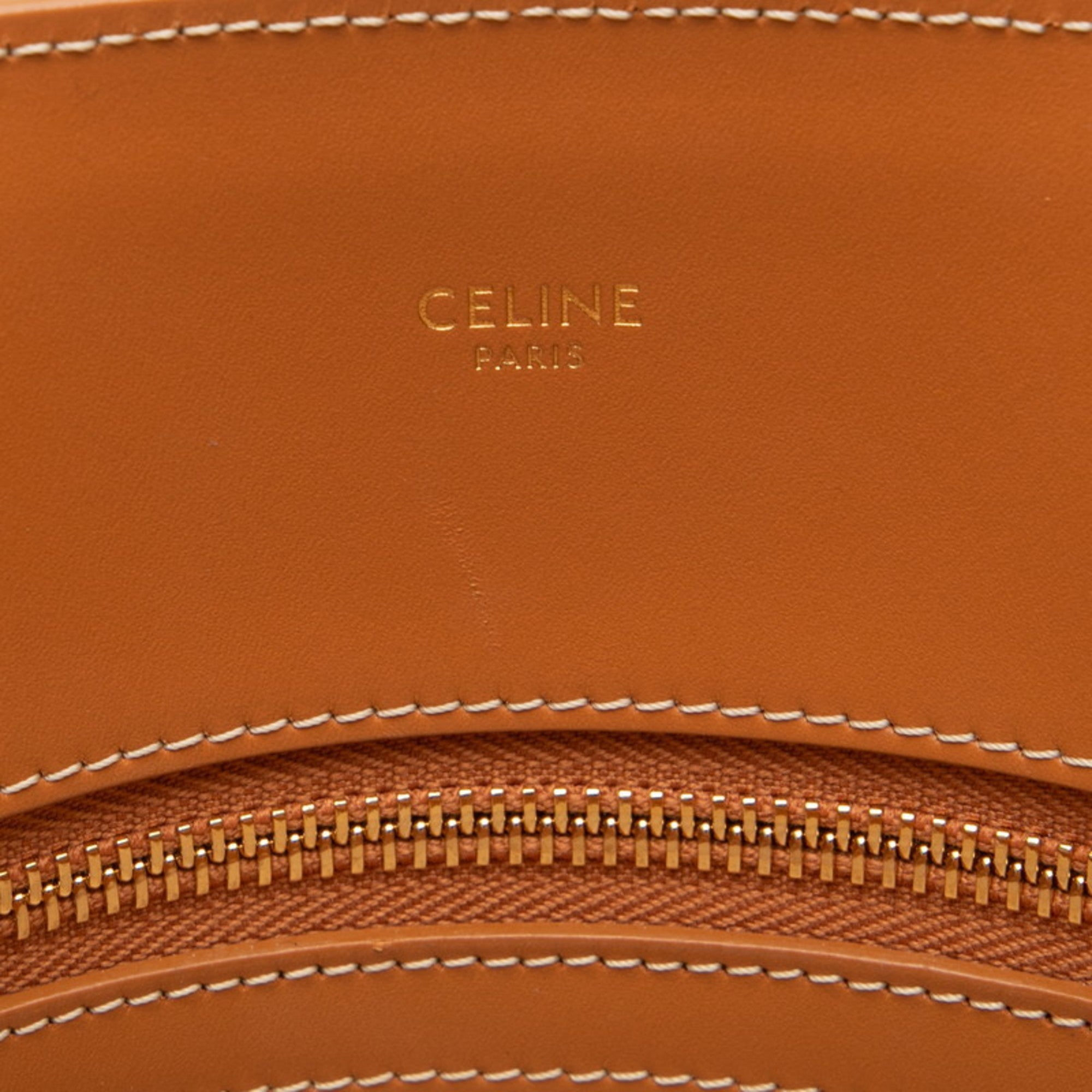 Celine Cabas Brown Canvas Leather Handbag Shoulder Bag (Pre-Owned)