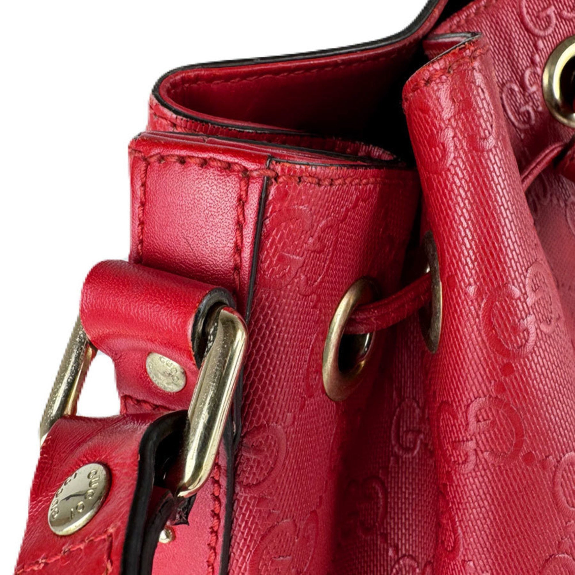 Gucci Red Color Leather Shoulder Bag (Pre-Owned)