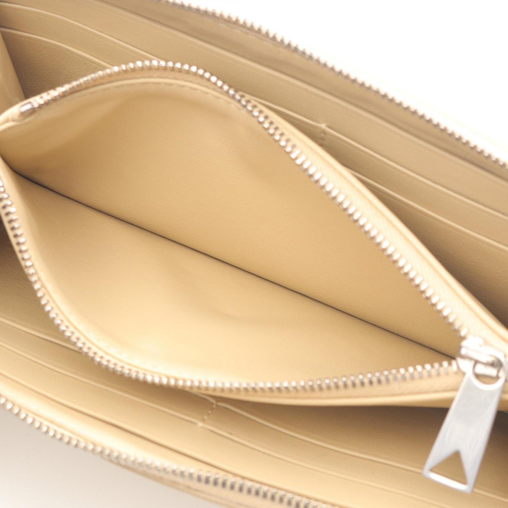 Bottega Veneta Beige Leather Long Wallet (Bi-Fold) (Pre-Owned)