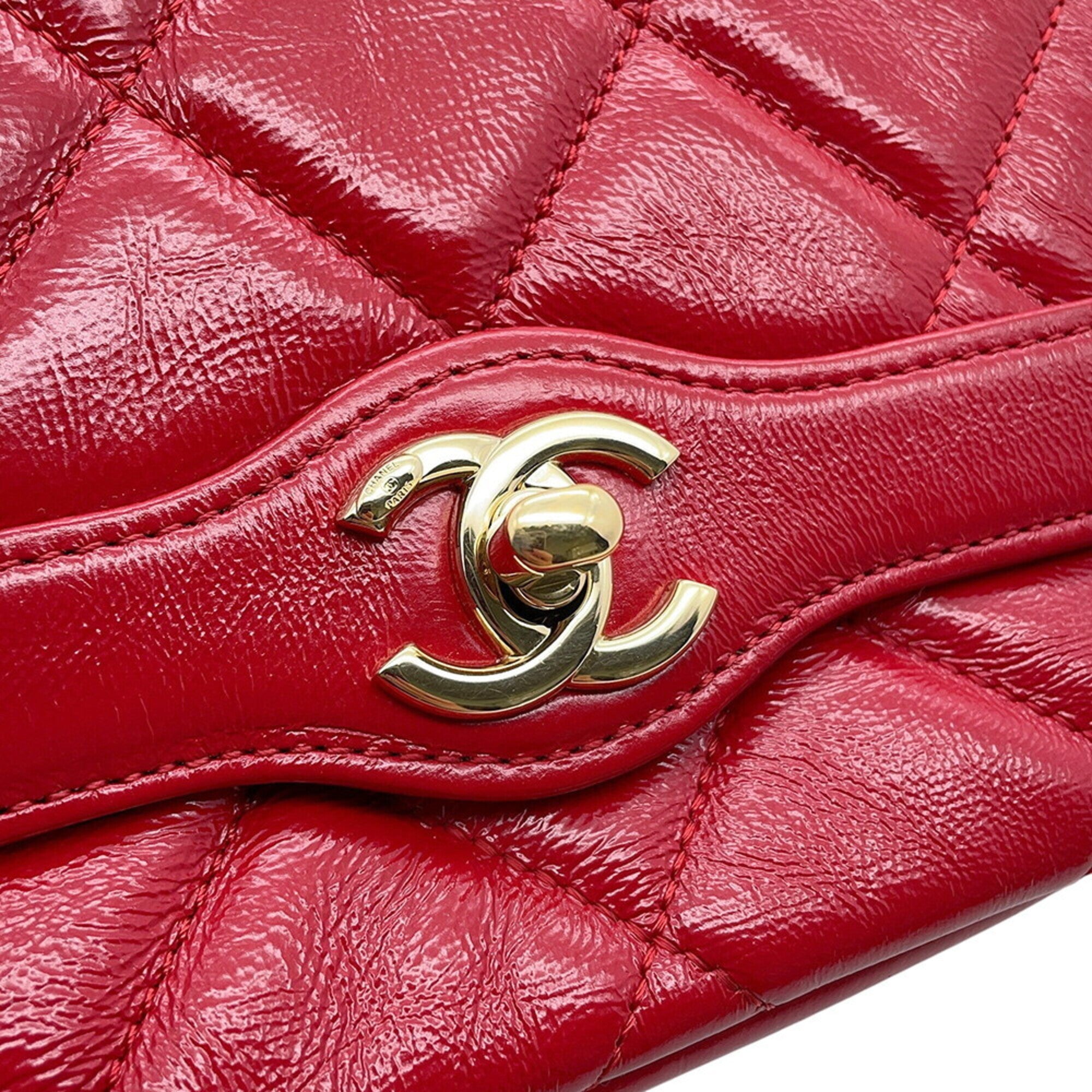 Chanel Matelasse Red Color Handbag Shoulder Bag (Pre-Owned)