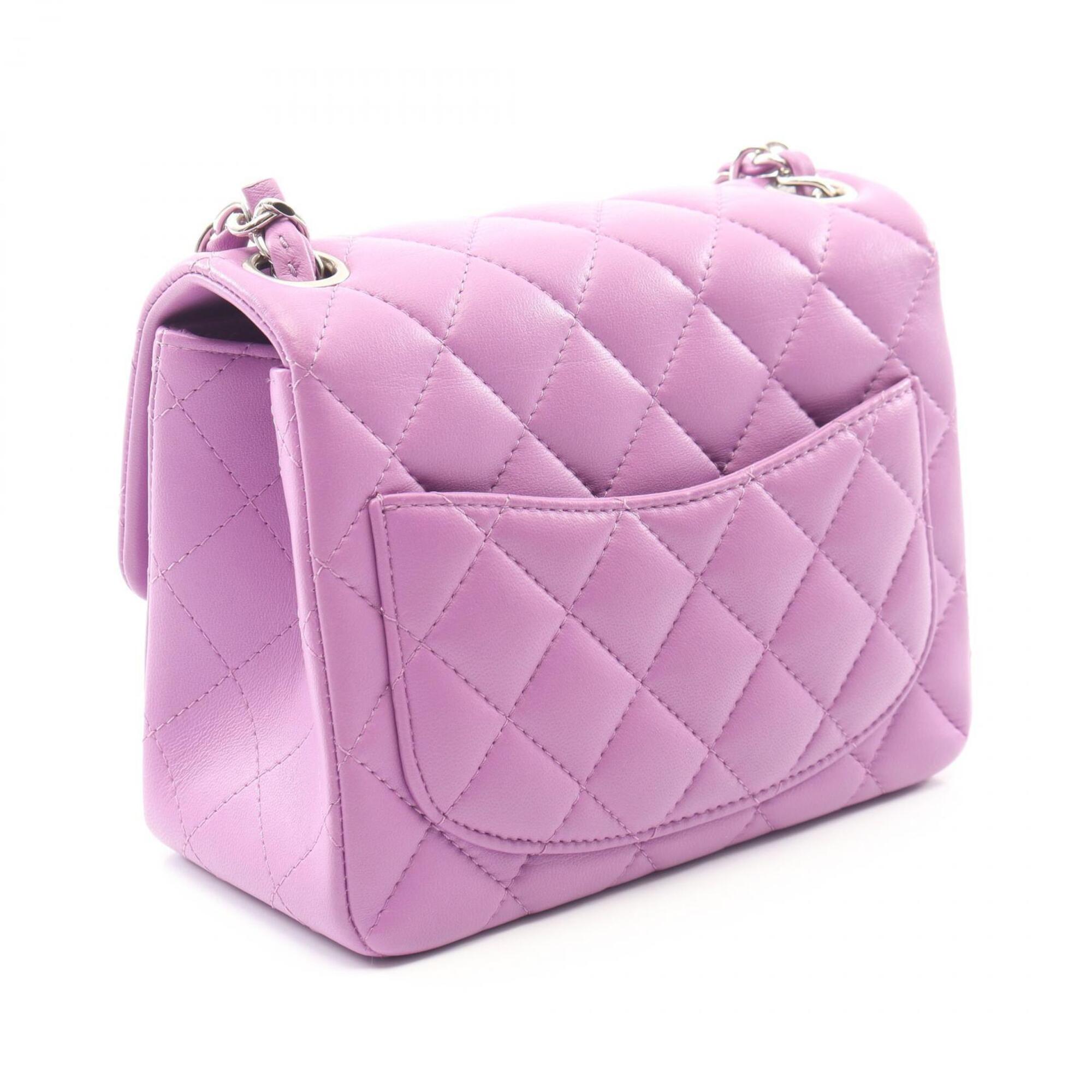 Chanel Purple Leather Handbag Shoulder Bag (Pre-Owned)