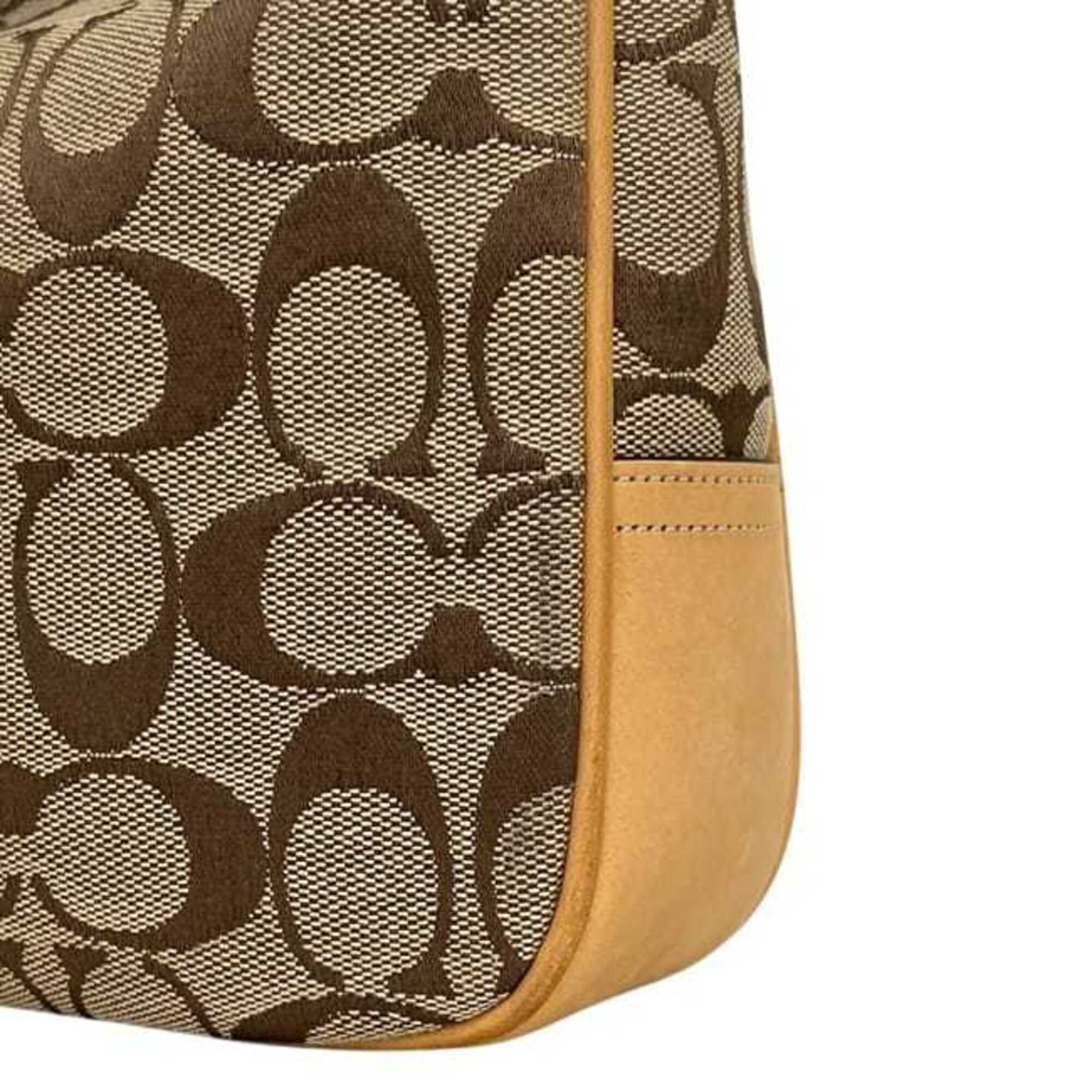 Coach Beige Canvas Leather Handbag (Pre-Owned)