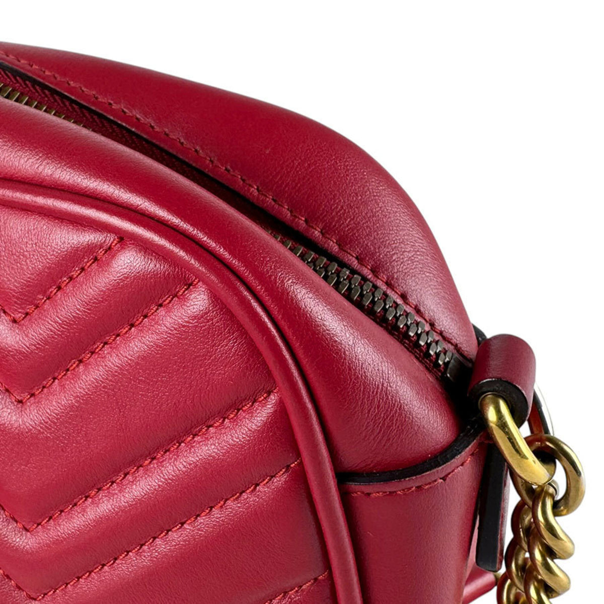 Gucci Red Color Leather Shoulder Bag (Pre-Owned)