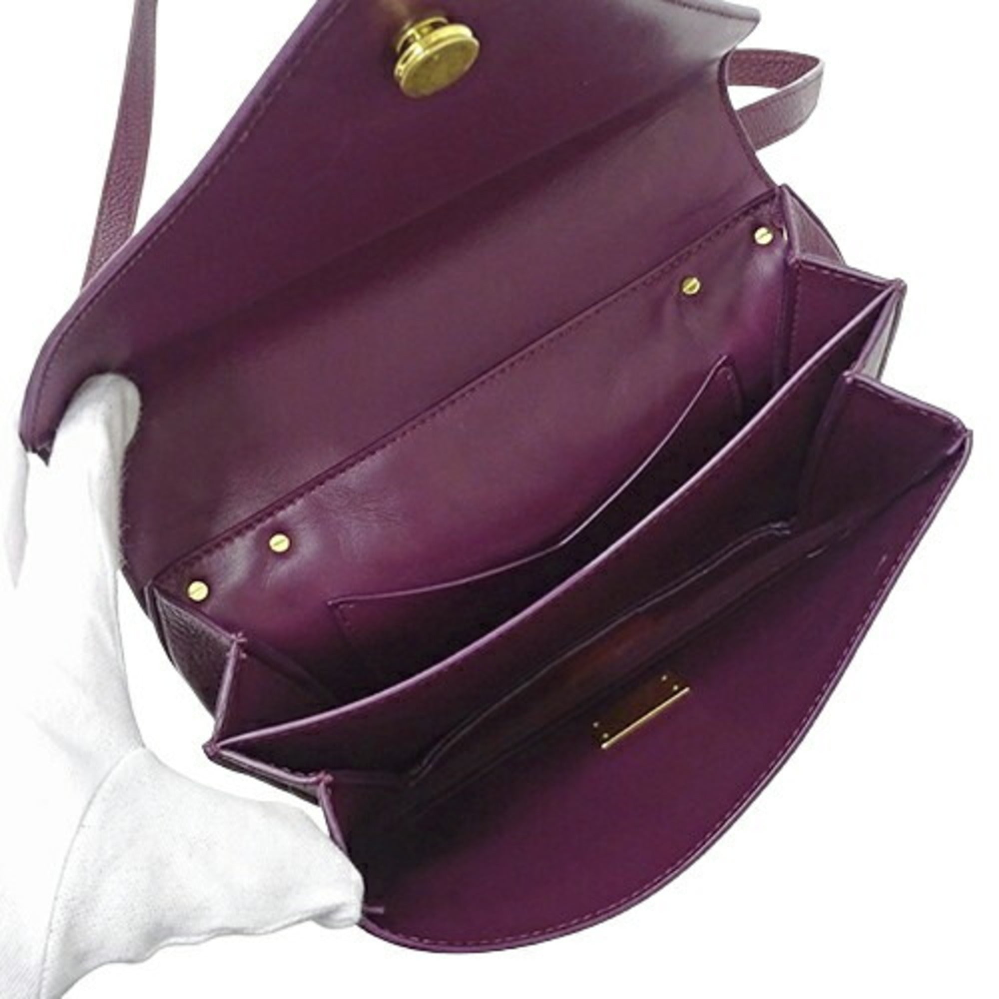 Bottega Veneta Purple Leather Handbag Shoulder Bag (Pre-Owned)