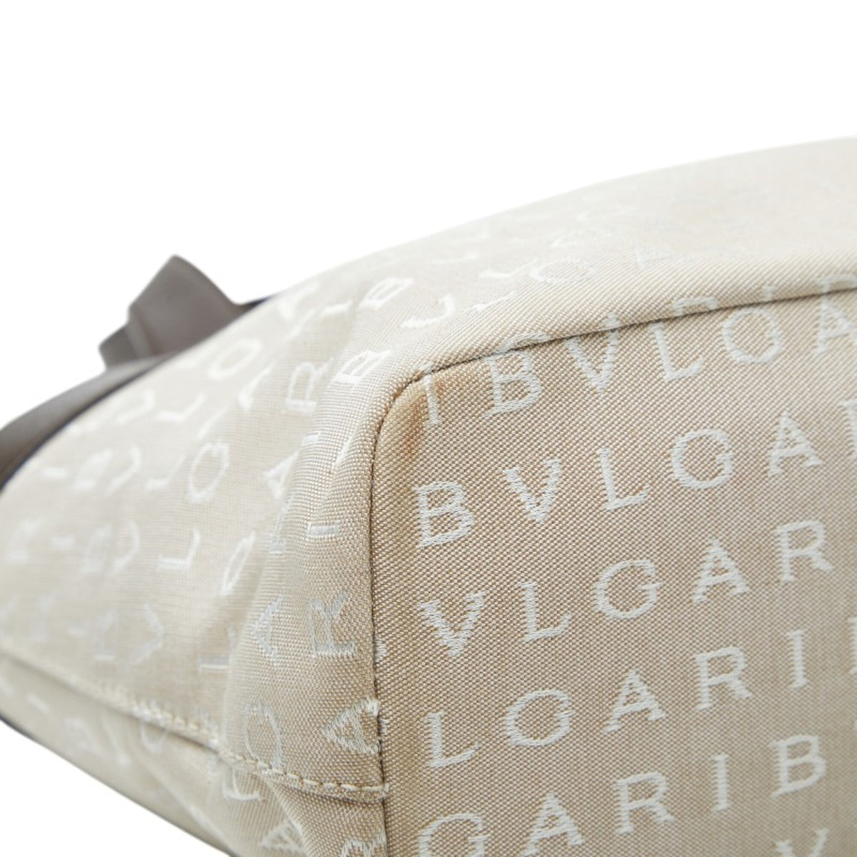 Bvlgari Beige Brown Canvas Leather Shoulder Bag Tote Bag (Pre-Owned)