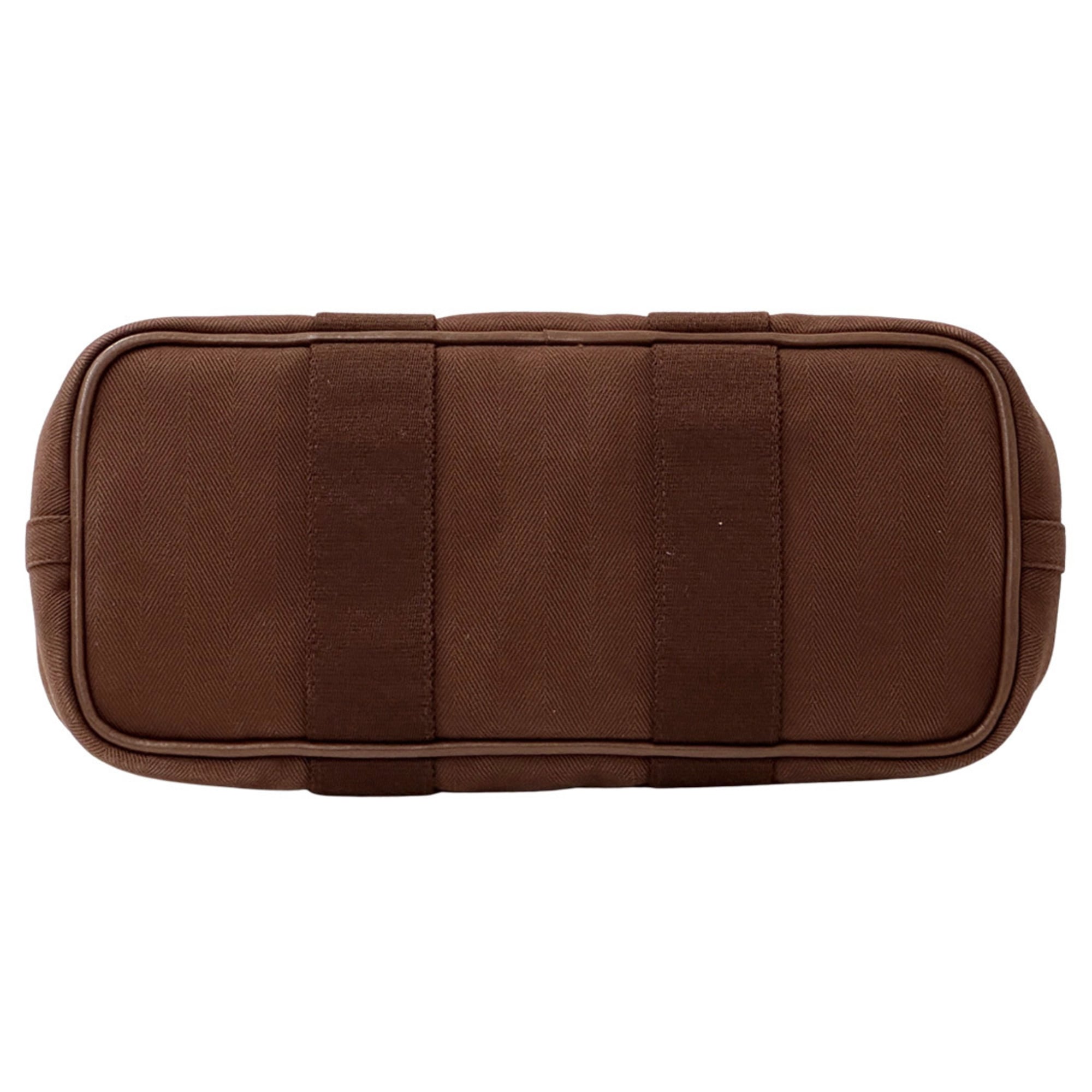 Hermes Brown White Canvas Handbag Pouch (Pre-Owned)
