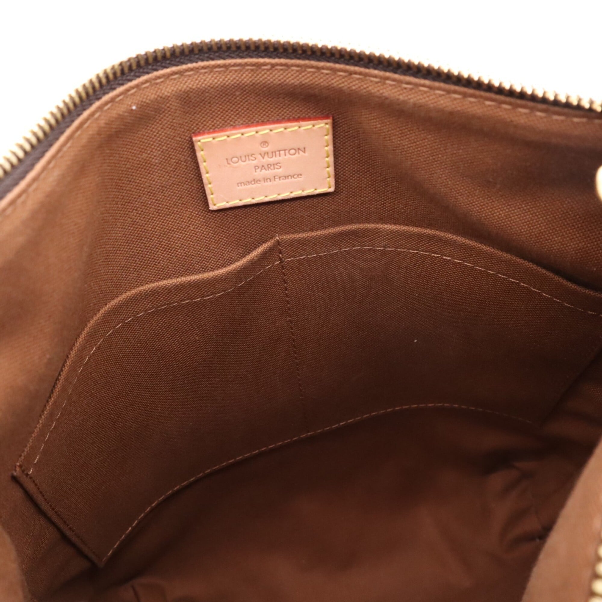 Louis Vuitton Beige Brown Coated Canvas Leather Shoulder Bag (Pre-Owned)
