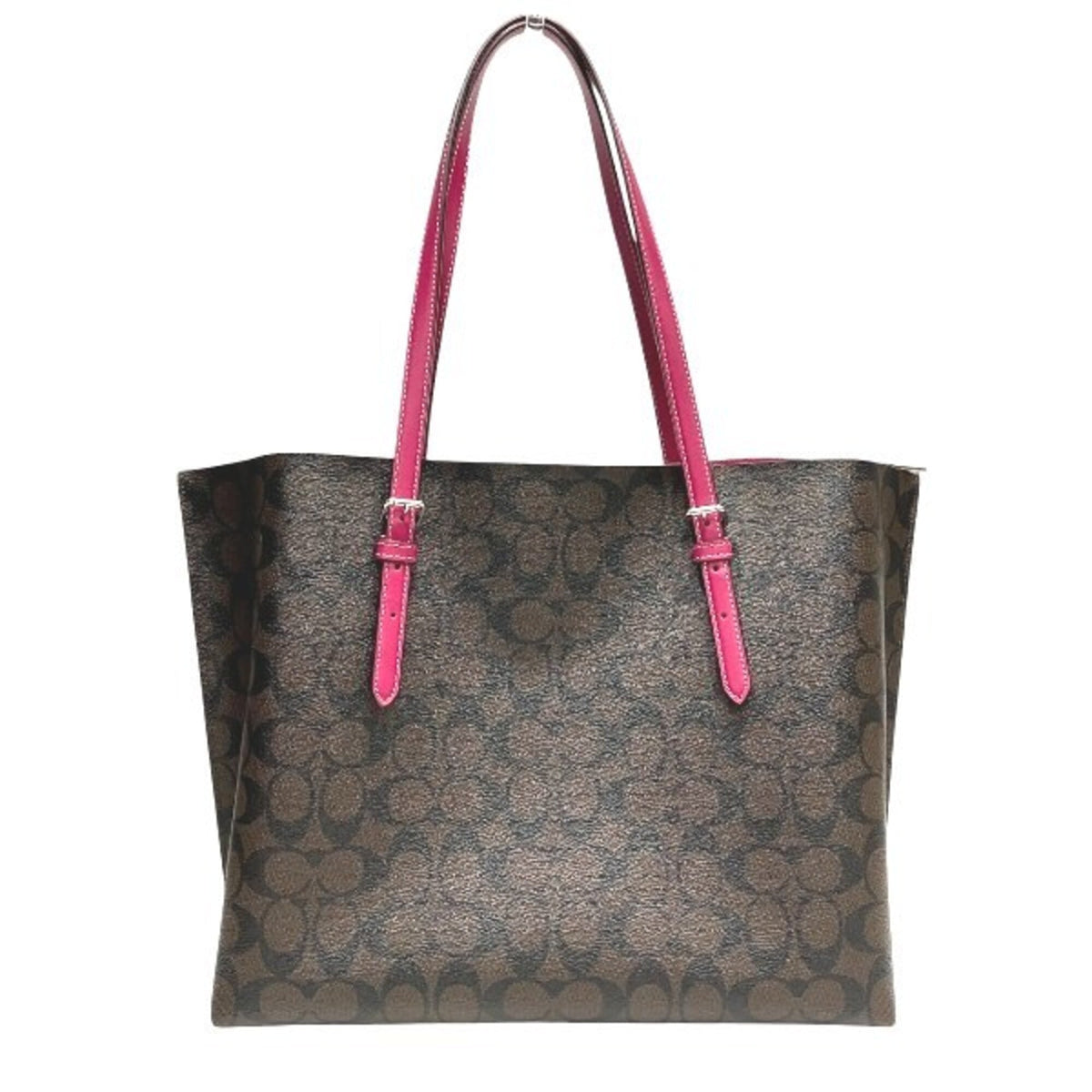 Coach Brown Pink Signature Line Shoulder Bag Tote Bag (Pre-Owned)