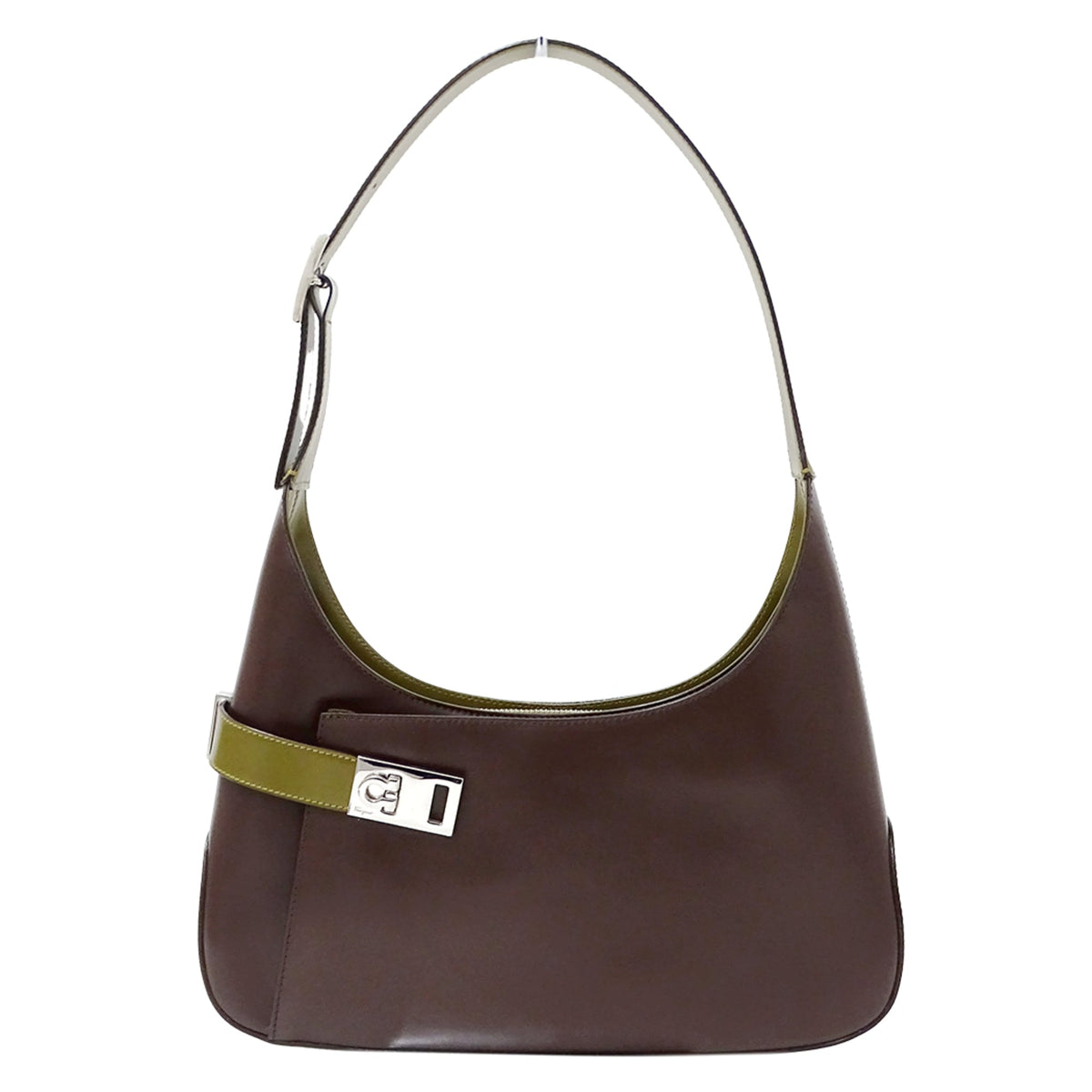Salvatore Ferragamo Brown Khaki Leather Shoulder Bag (Pre-Owned)