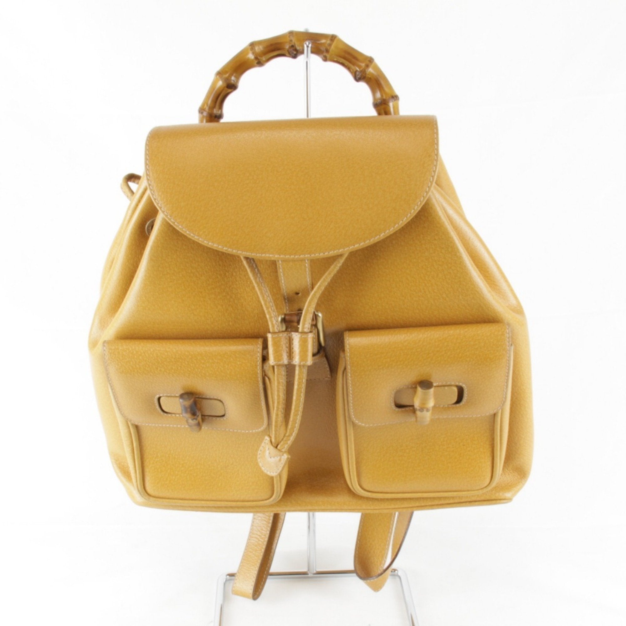 Gucci Black Leather Bamboo Backpack (Pre-Owned)