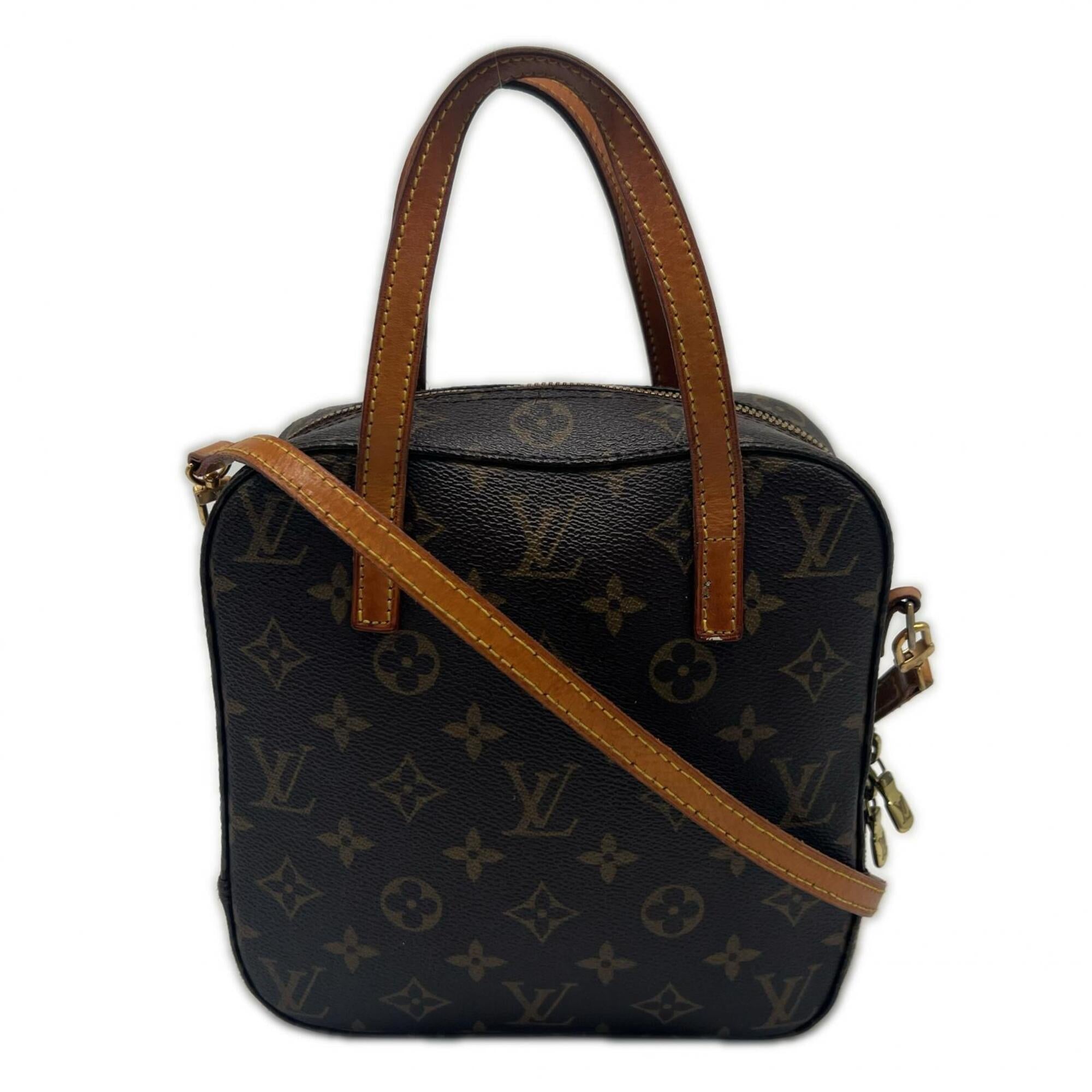Louis Vuitton Monogram Beige Brown Coated Canvas Leather Handbag (Pre-Owned)