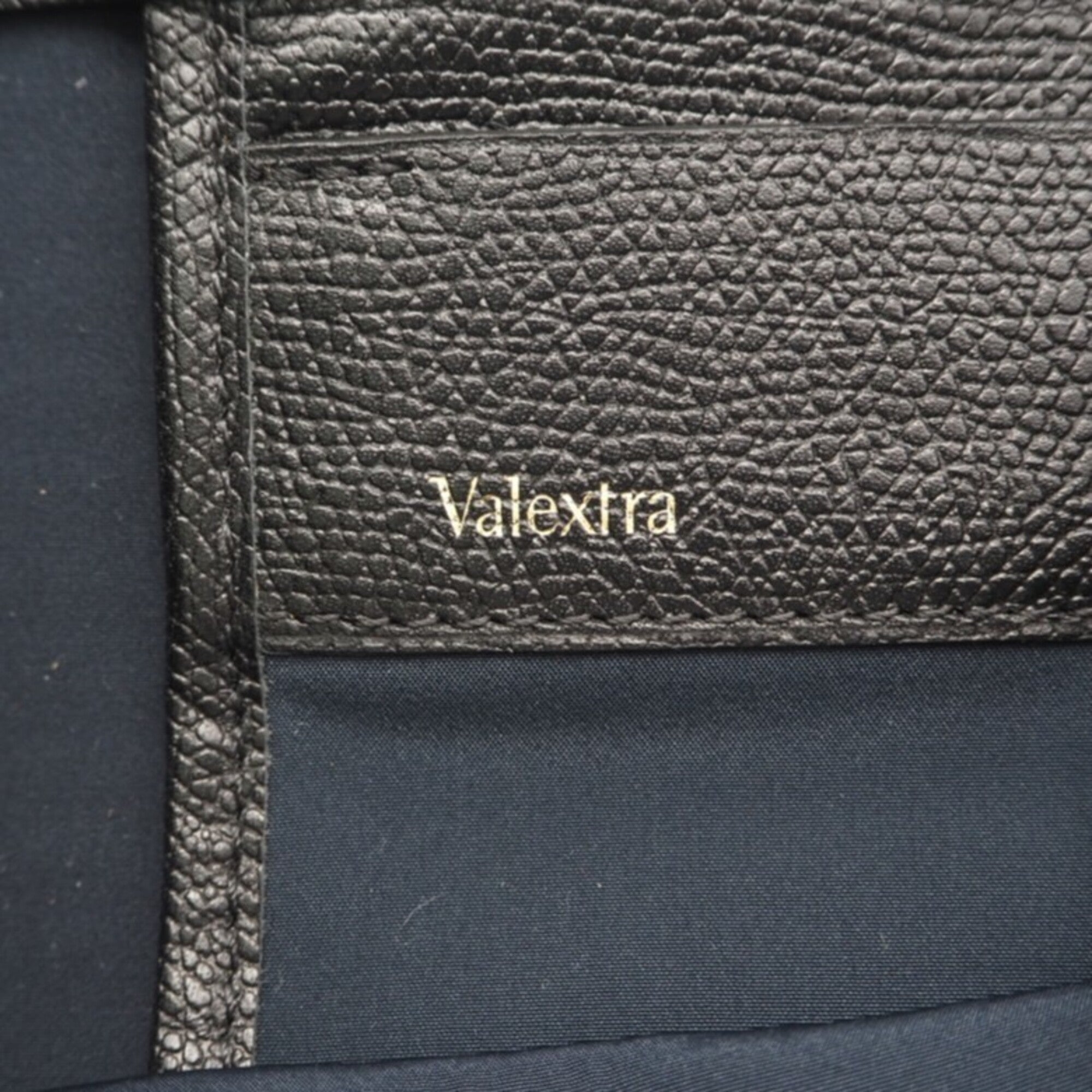 Valextra Black White Leather Handbag Tote Bag (Pre-Owned)