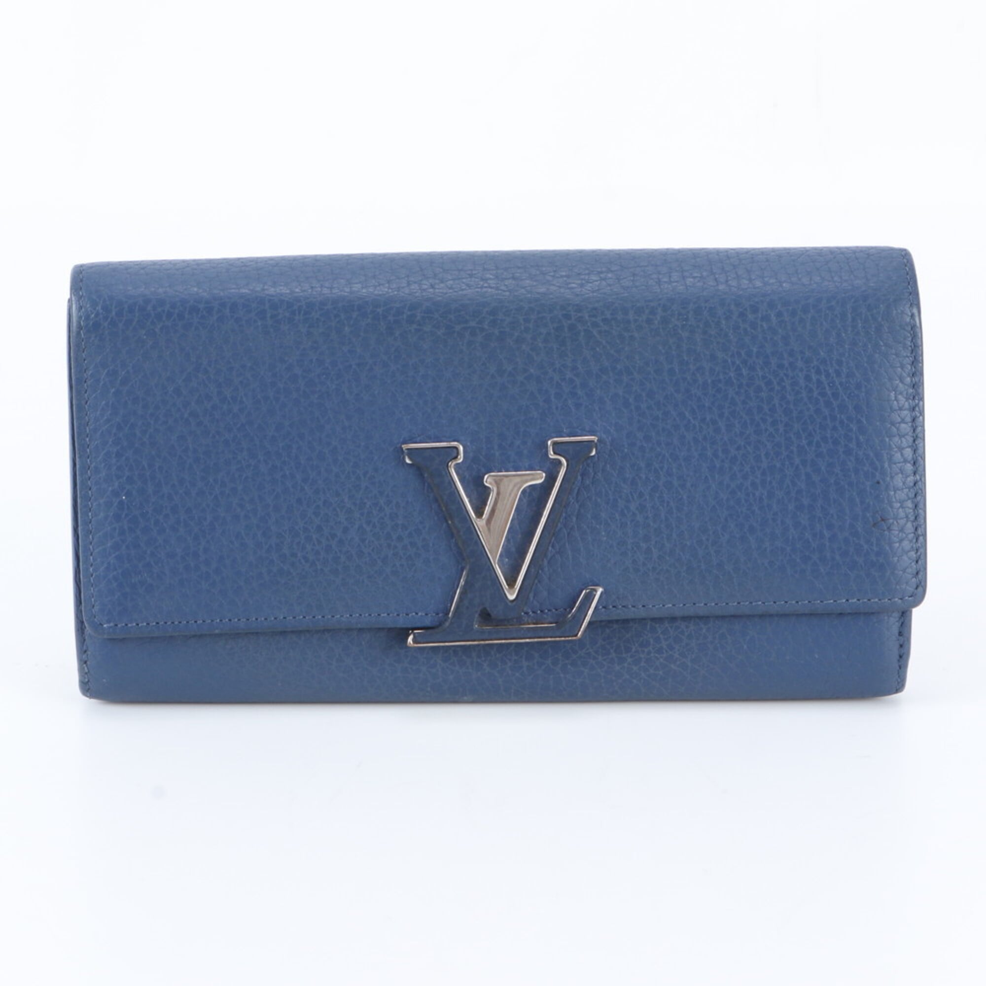 Louis Vuitton Navy Blue Leather Coin Purse/Coin Case (Pre-Owned)