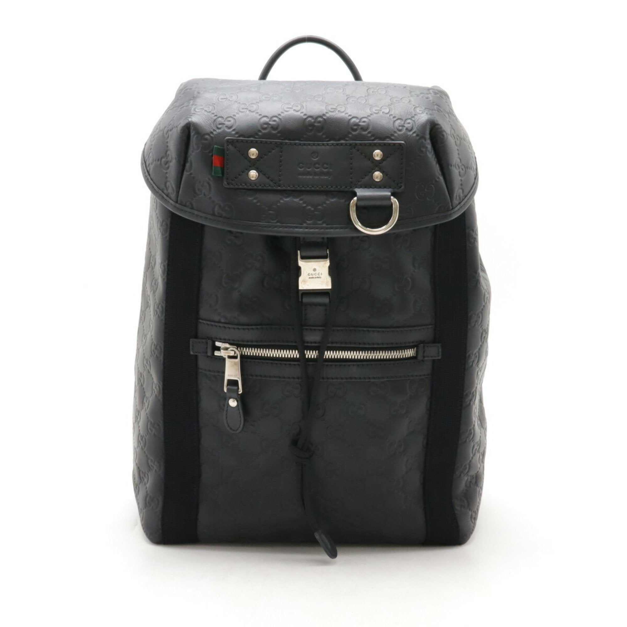 Gucci Black Rubber Leather Backpack (Pre-Owned)